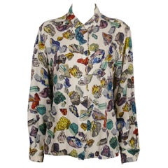 Hermes Vintage Mineraux Silk Shirt Blouse