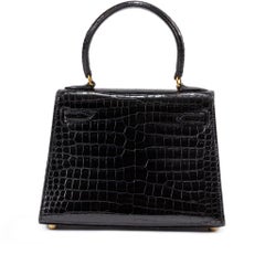 Hermès Vintage Mini Kelly 20 Sellier Shiny Black GHW