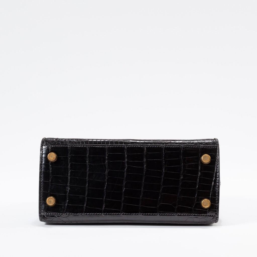 Hermès Vintage Mini Kelly 20 Sellier Glänzend Schwarz GHW im Zustand „Hervorragend“ im Angebot in London, GB