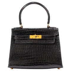 Hermès Used Mini Kelly 20 Sellier Shiny Black GHW