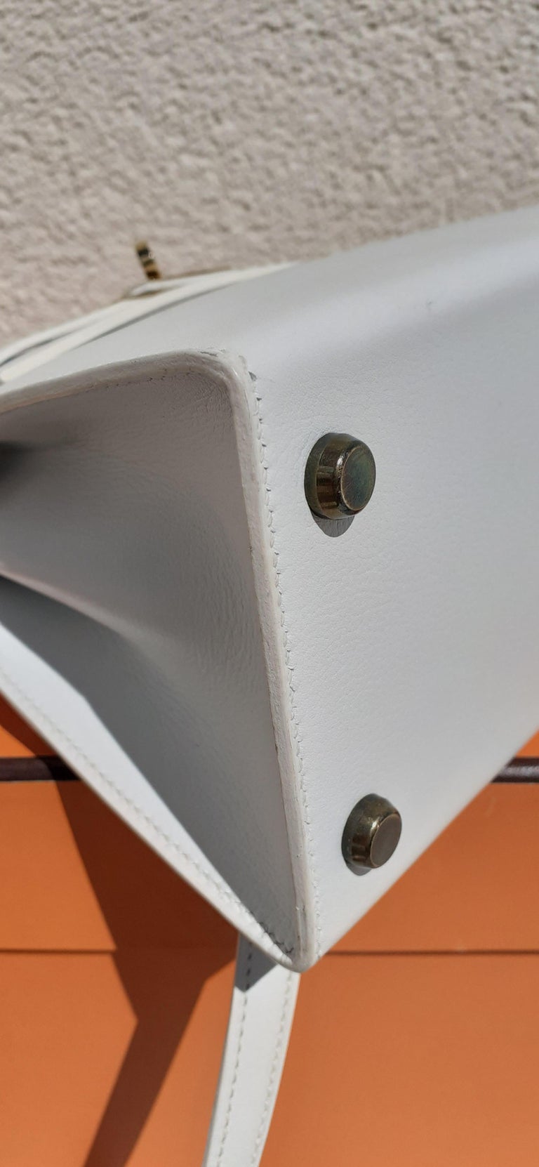 Hermès Vintage Mini Kelly Bag Sellier White Leather Ghw Cross body 20