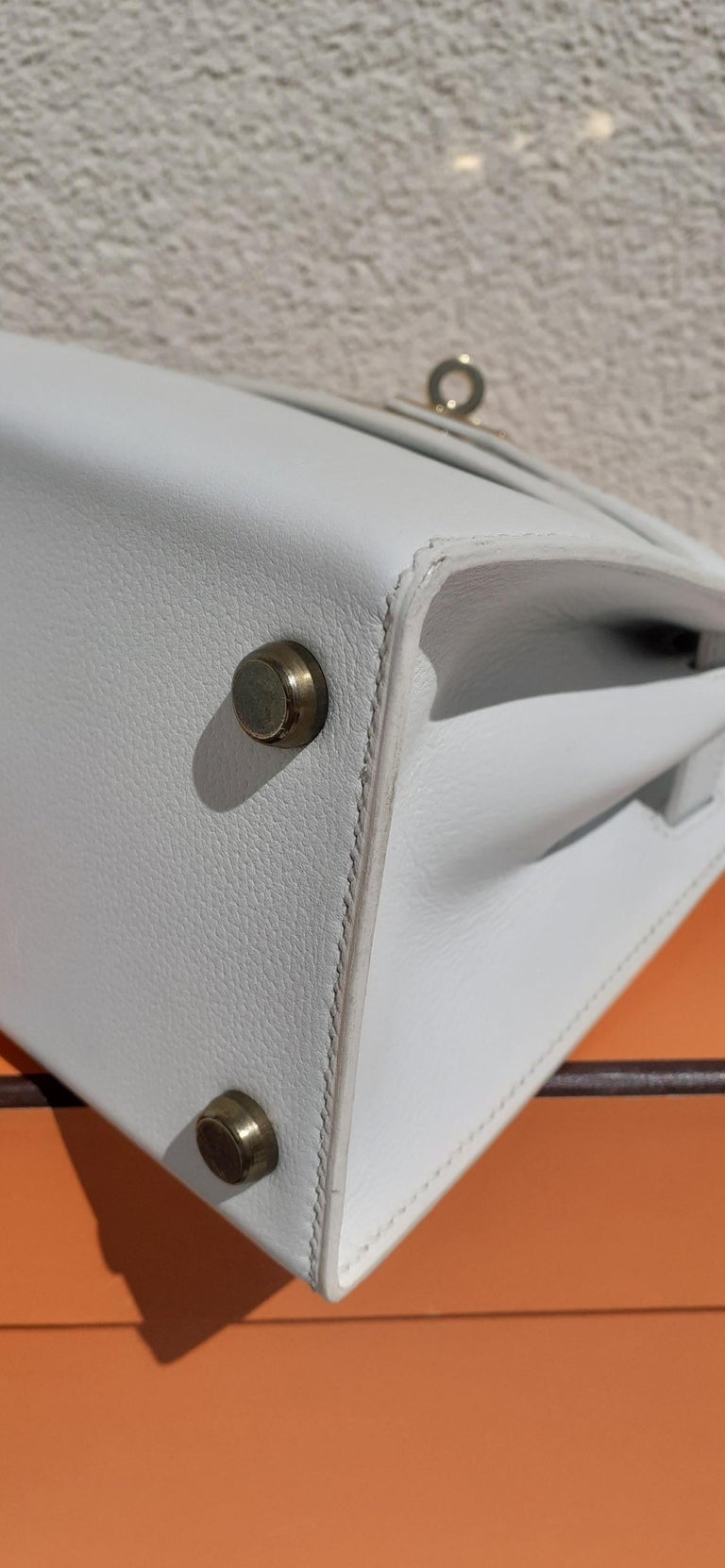 Hermès Vintage Mini Kelly Bag Sellier White Leather Ghw Cross body 20