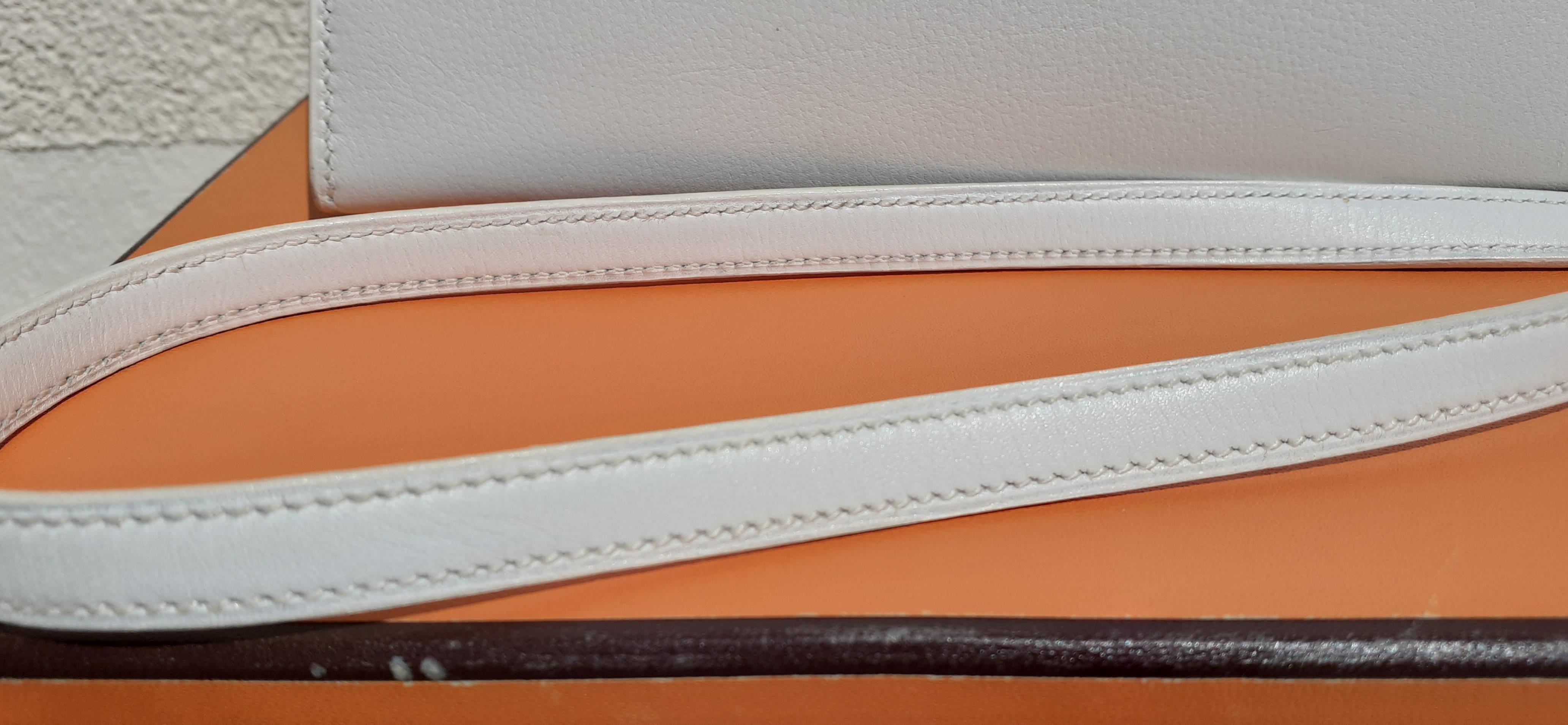 Hermès Vintage Mini Kelly Bag Sellier White Leather Ghw Cross body 20 cm Rare 9