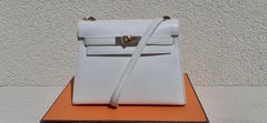 Hermès Vintage Mini Kelly Bag Sellier White Leather Ghw Umhängetasche 20 cm Selten