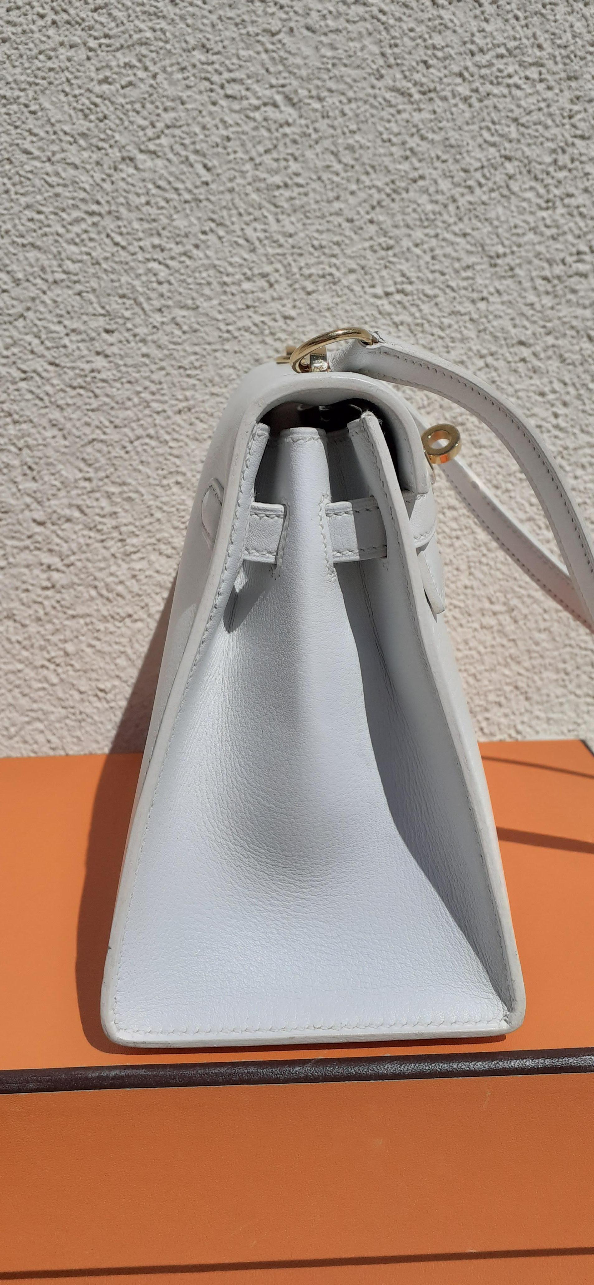 Hermès Vintage Mini Kelly Bag Sellier White Leather Ghw Cross body 20 ...