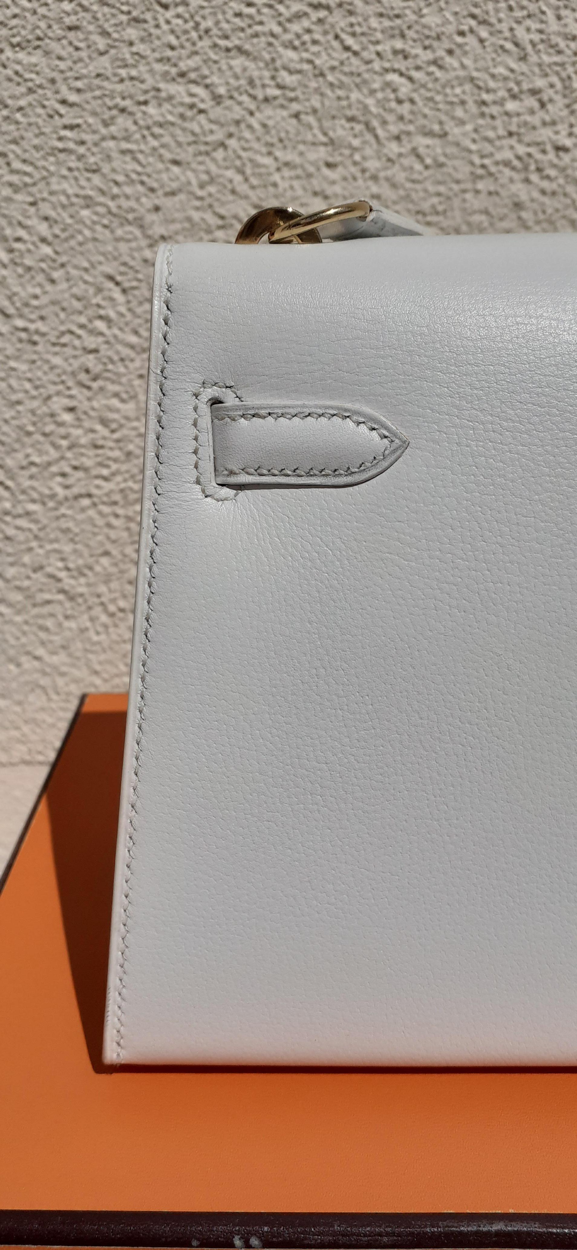 Women's Hermès Vintage Mini Kelly Bag Sellier White Leather Ghw Cross body 20 cm Rare