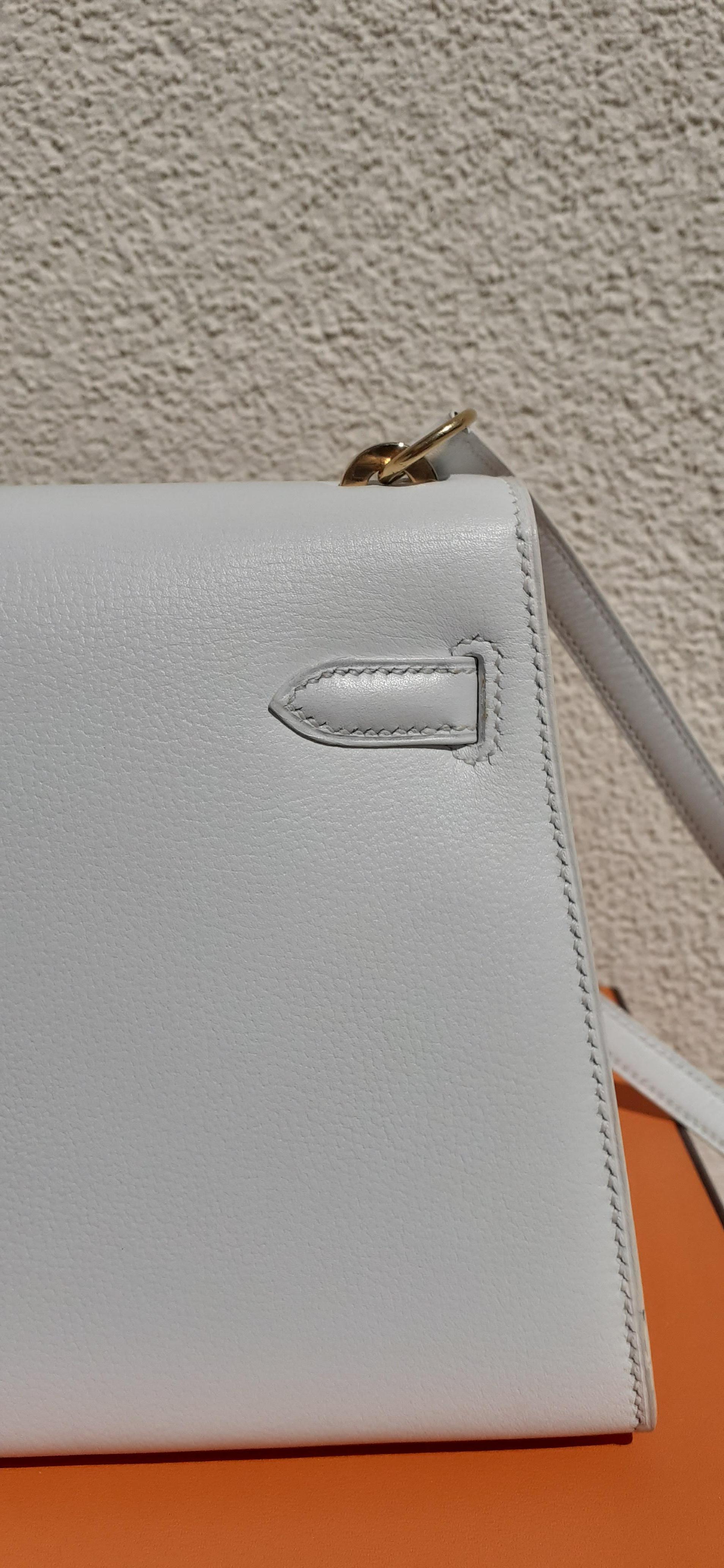 Hermès Vintage Mini Kelly Bag Sellier White Leather Ghw Cross body 20 cm Rare 1