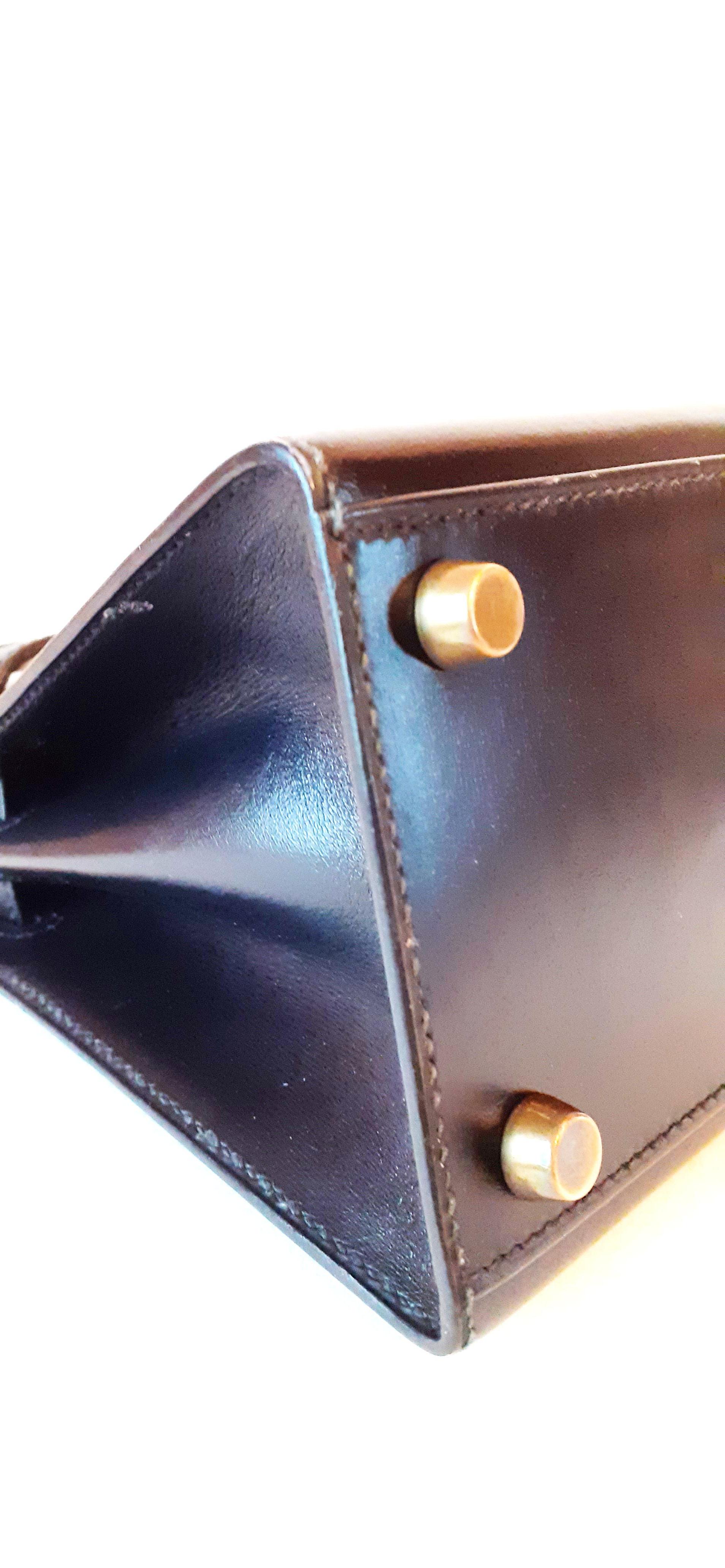 Hermès Vintage Mini Kelly Sellier Bag Black Box Leather Ghw 20 cm 6