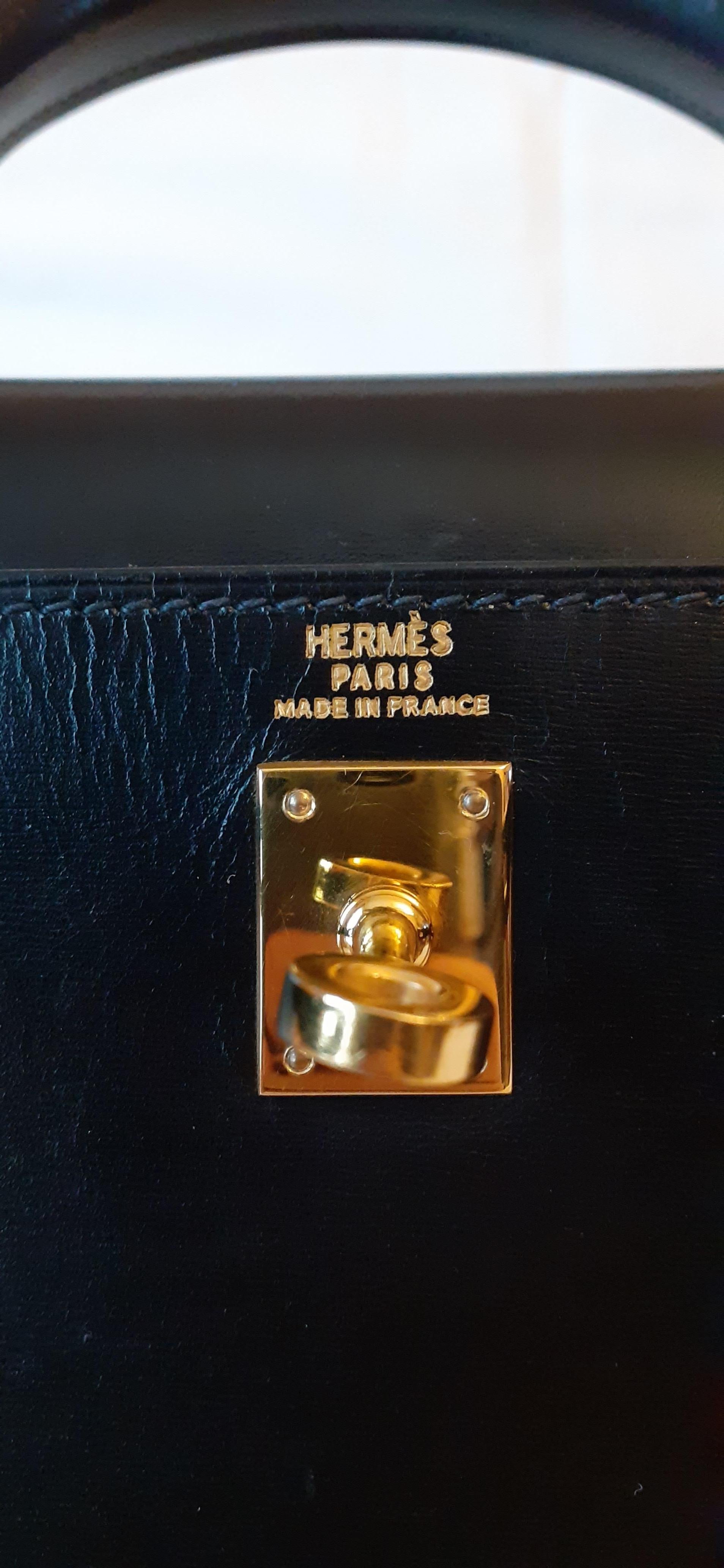Hermès Vintage Mini Kelly Sellier Bag Black Box Leather Ghw 20 cm 7