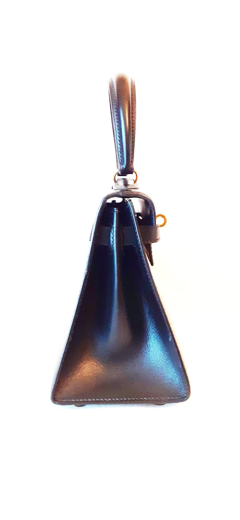 Hermès Vintage Mini Kelly Sellier Bag Black Box Leather Ghw 20 cm at ...