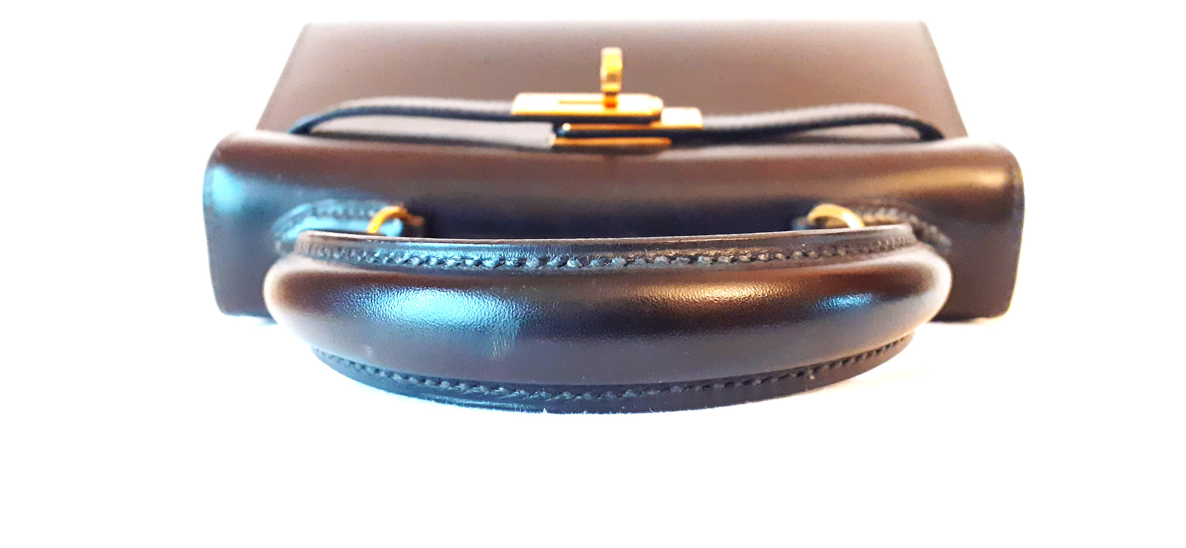 Hermès Vintage Mini Kelly Sellier Bag Black Box Leather Ghw 20 cm 2