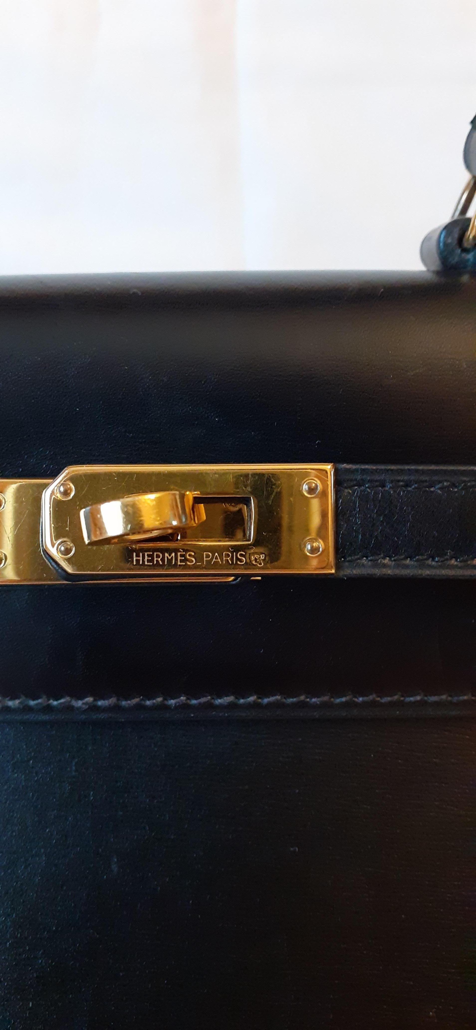 Hermès Vintage Mini Kelly Sellier Bag Black Box Leather Ghw 20 cm 3