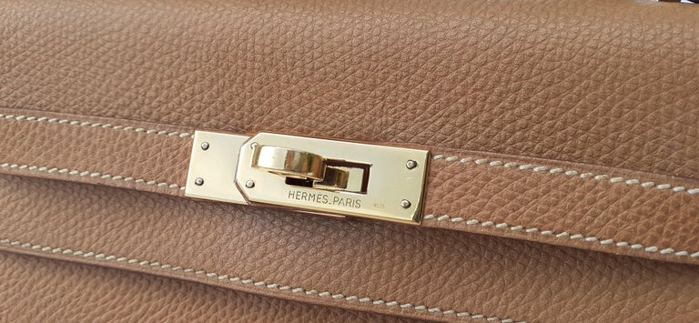 Hermès Vintage Mini Kelly Sellier Bag Gold Courchevel Ghw 20 cm at 1stDibs