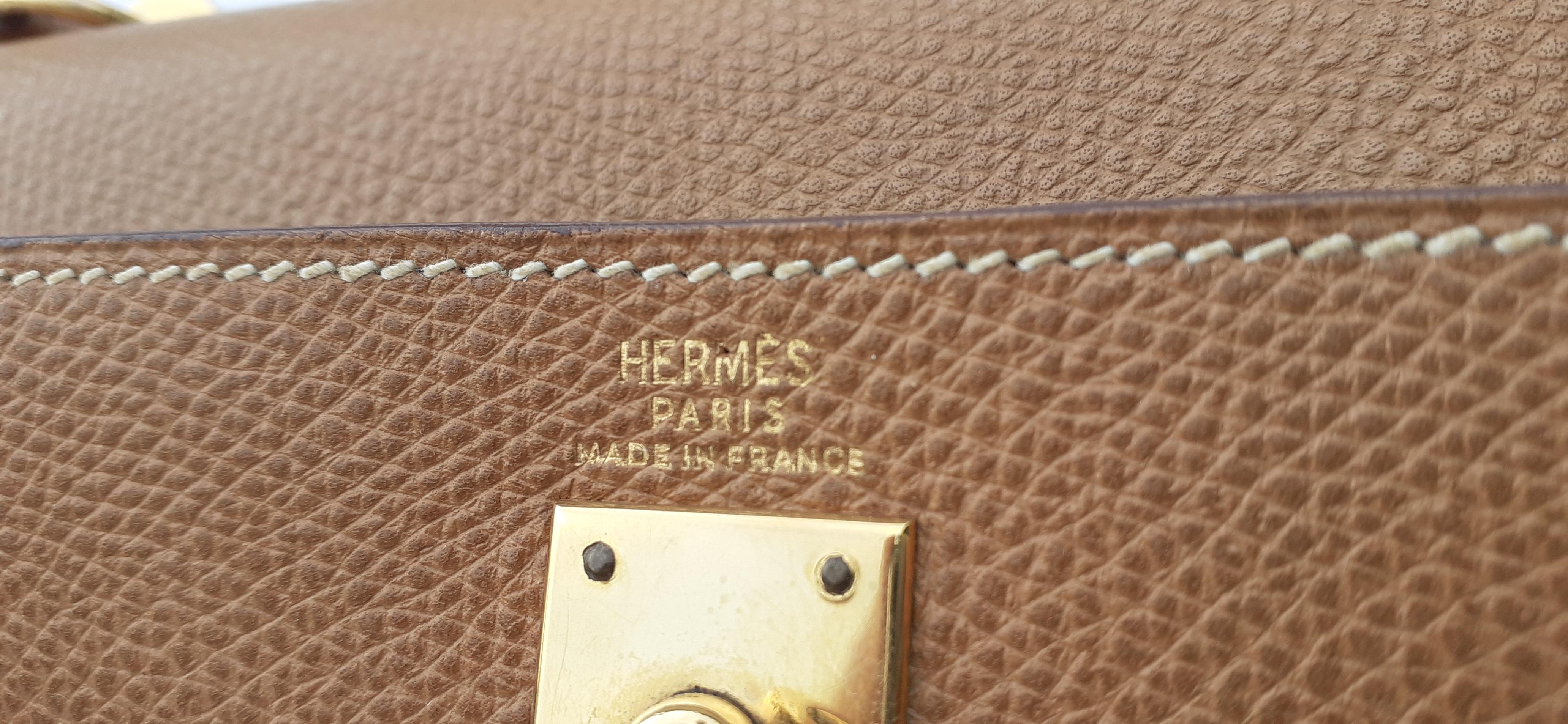 Hermès Vintage Mini Kelly Sellier Bag Gold Courchevel Ghw 20 cm  11