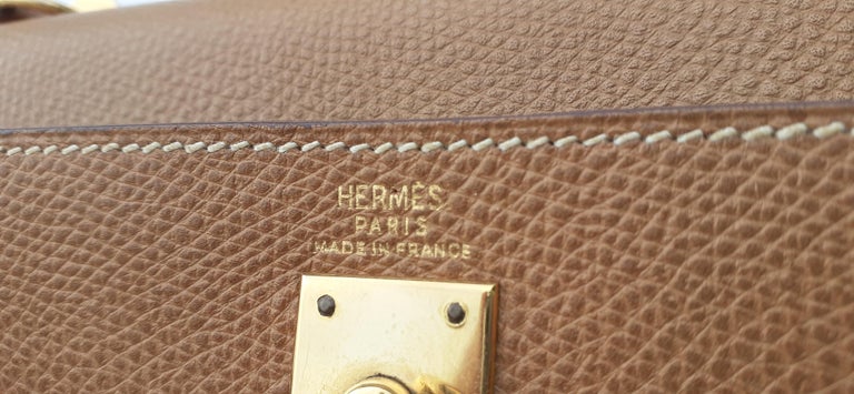 Hermès Vintage Mini Kelly Sellier Bag Gold Courchevel Ghw 20 cm at 1stDibs