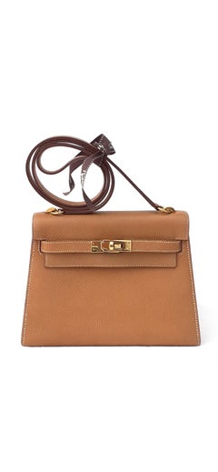 Hermès Vintage Mini Kelly Sellier Bag Gold Courchevel Ghw 20 cm