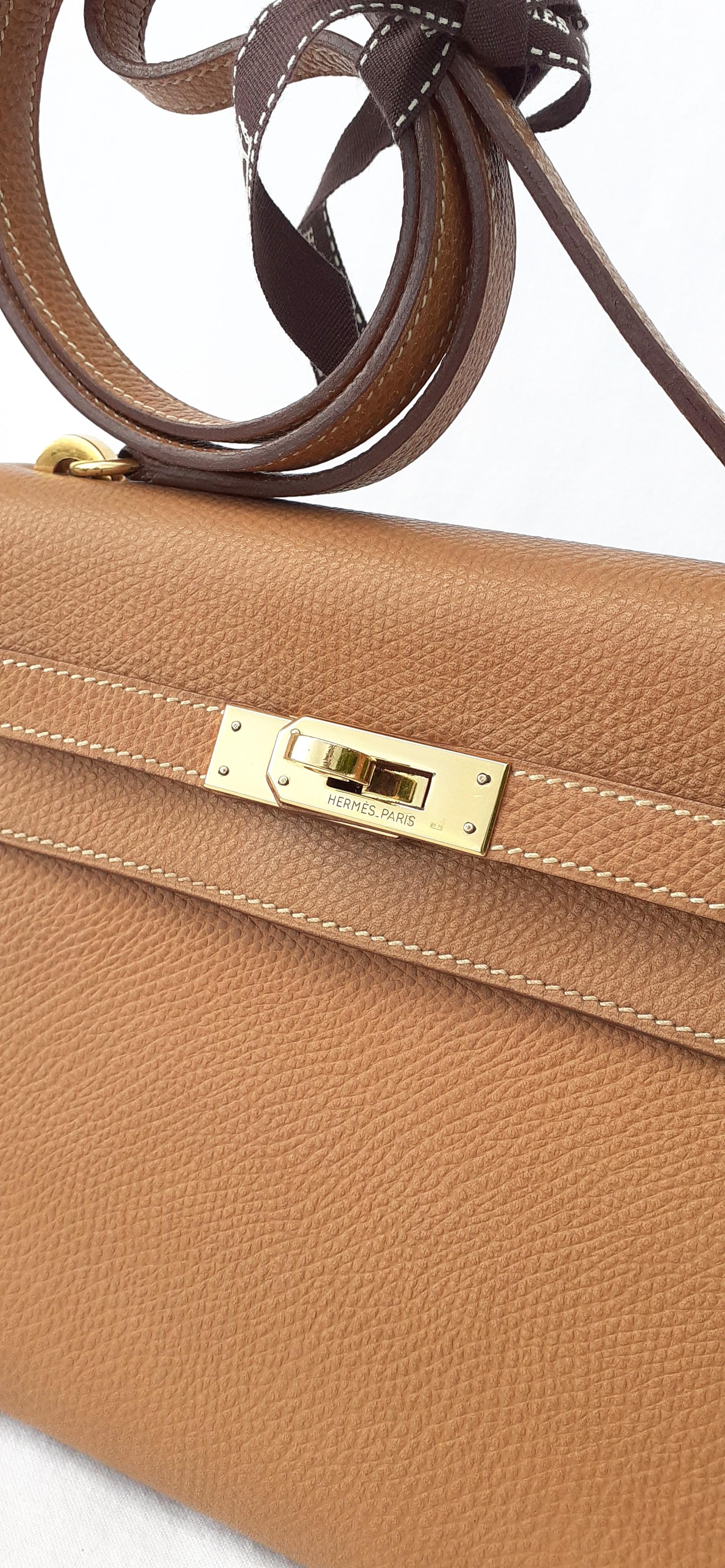 Hermès Vintage Mini Kelly Sellier Bag Gold Courchevel Ghw 20 cm  5