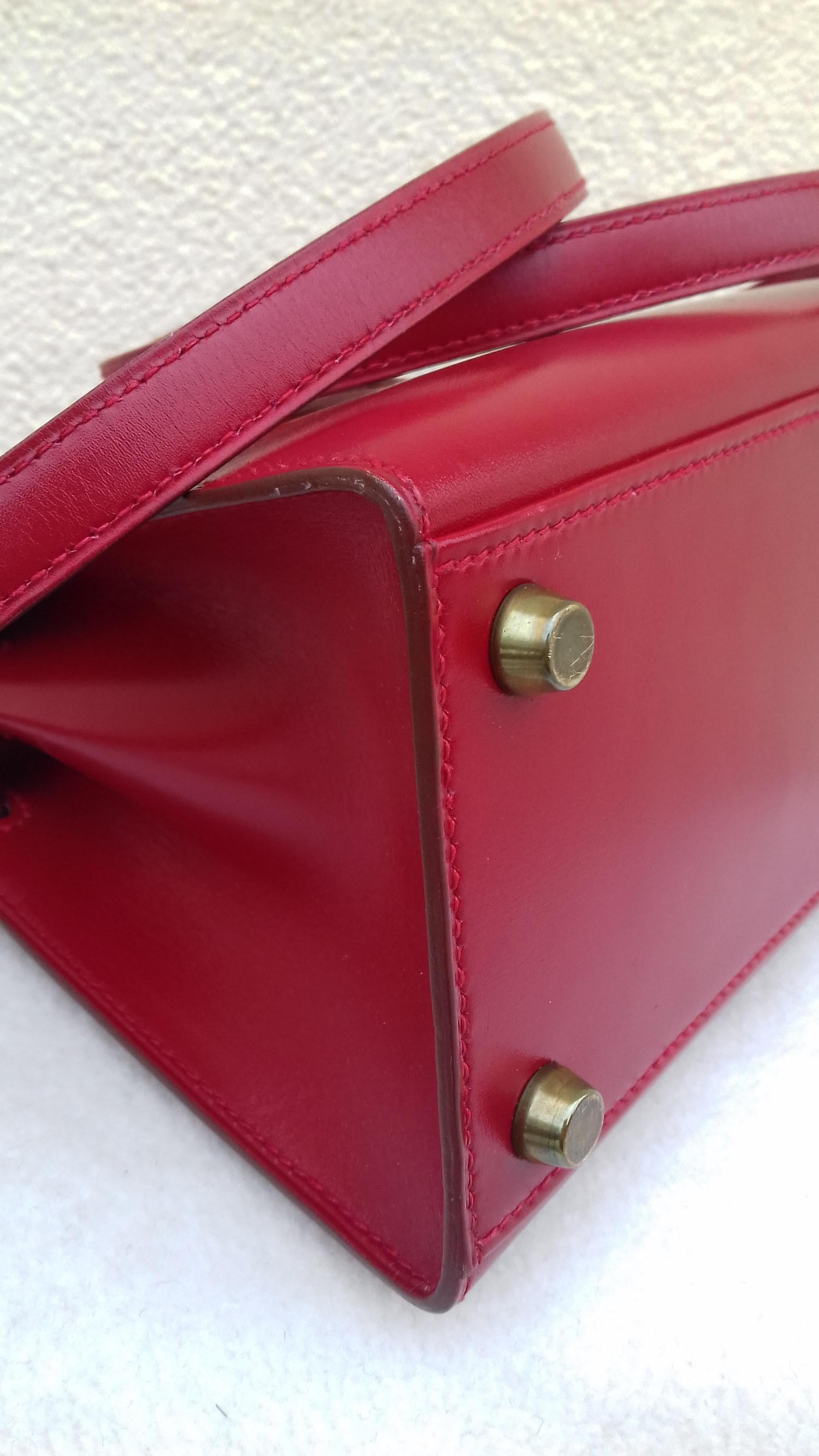 Hermès Vintage Mini Kelly Sellier Bag Red Box Leather Ghw 20 cm 4