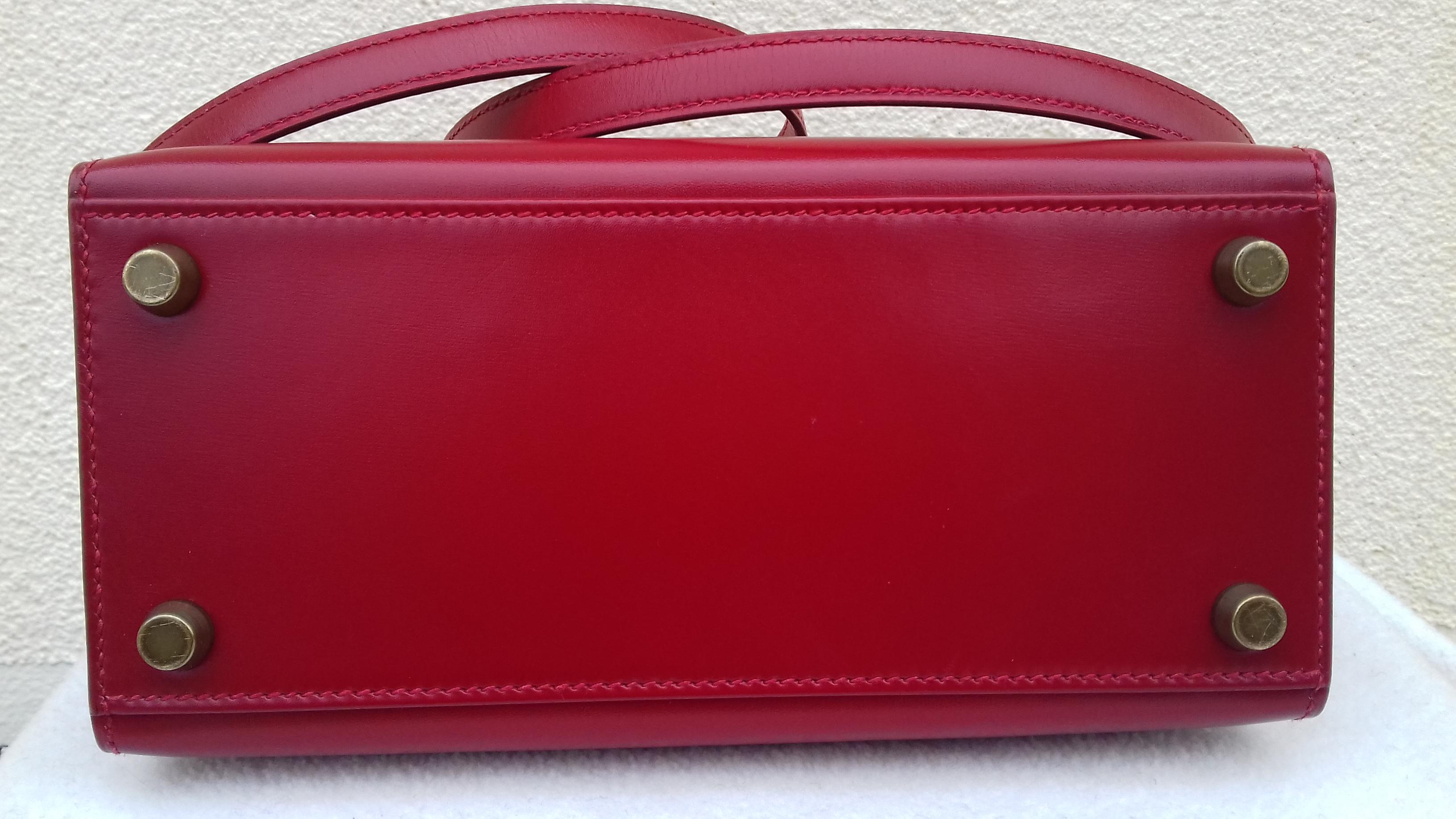 Hermès Vintage Mini Kelly Sellier Bag Red Box Leather Ghw 20 cm 5