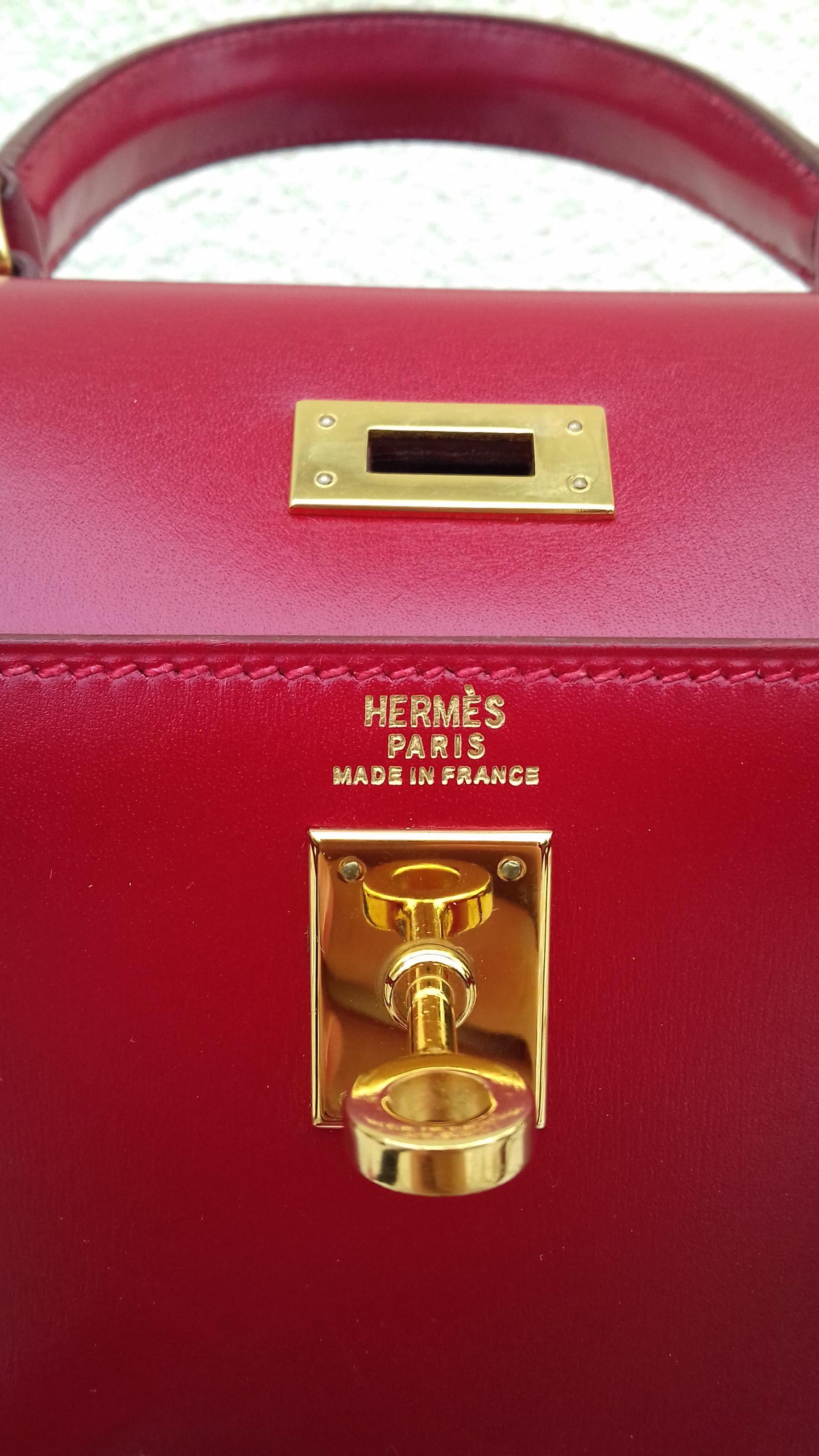 Hermès Vintage Mini Kelly Sellier Bag Red Box Leather Ghw 20 cm 7