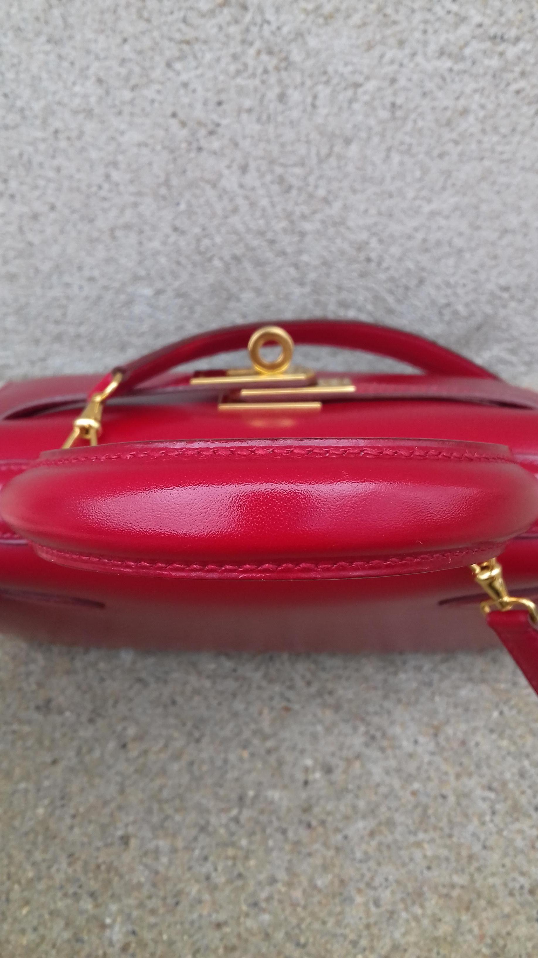 Hermès Vintage Mini Kelly Sellier Bag Red Box Leather Ghw 20 cm 10