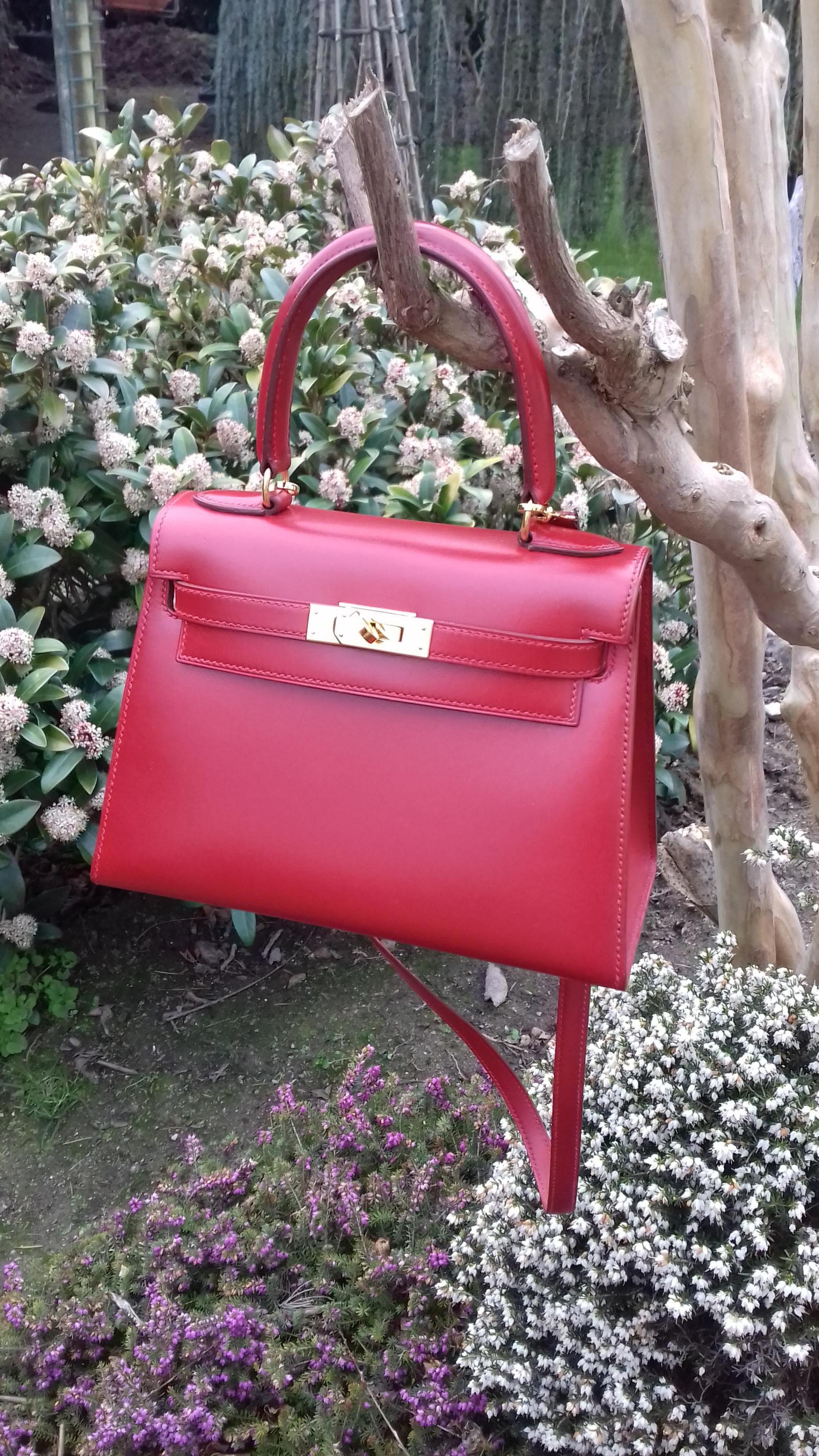 Hermès Vintage Mini Kelly Sellier Bag Red Box Leather Ghw 20 cm 12