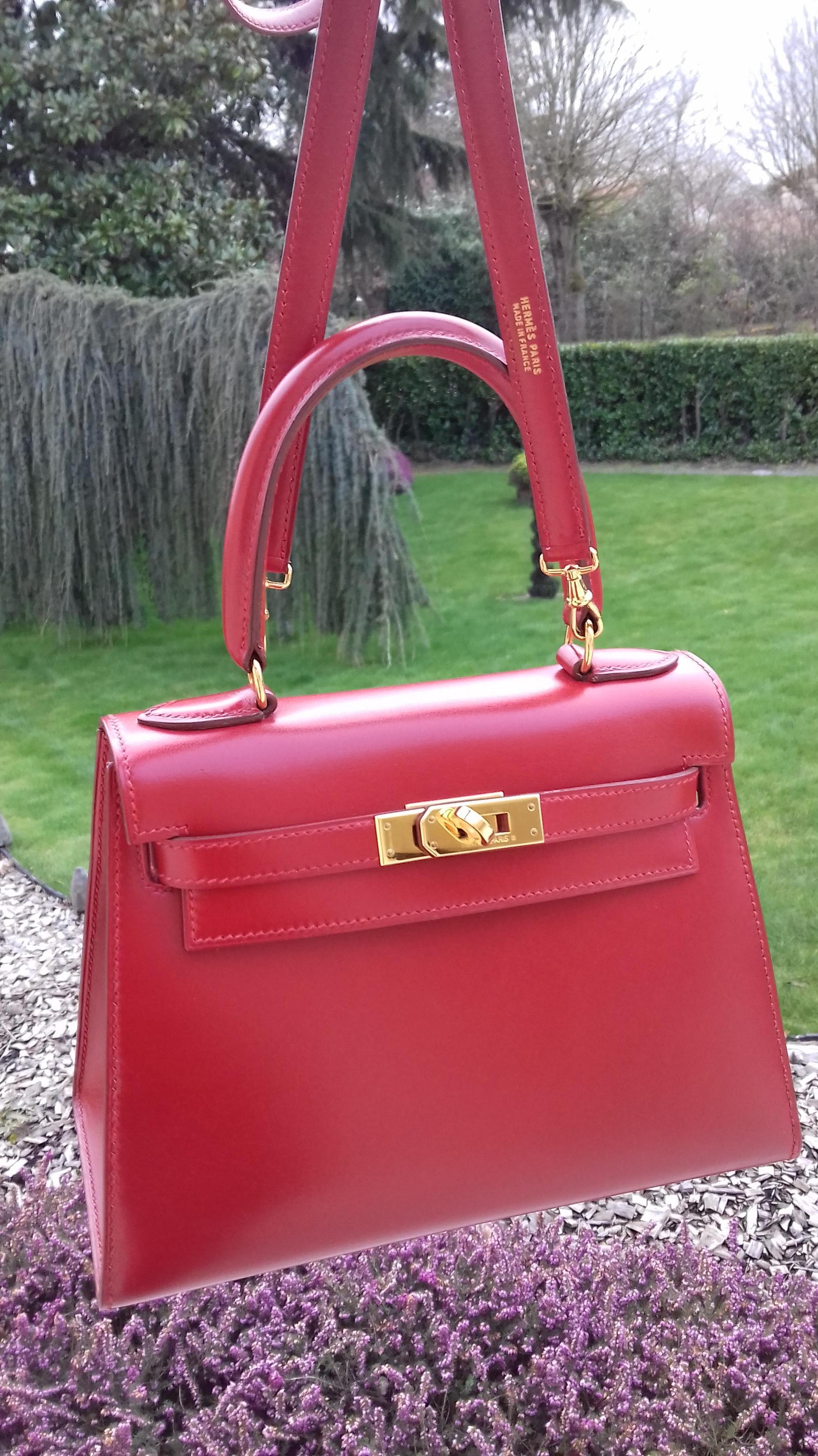 Hermès Vintage Mini Kelly Sellier Bag Red Box Leather Ghw 20 cm 13