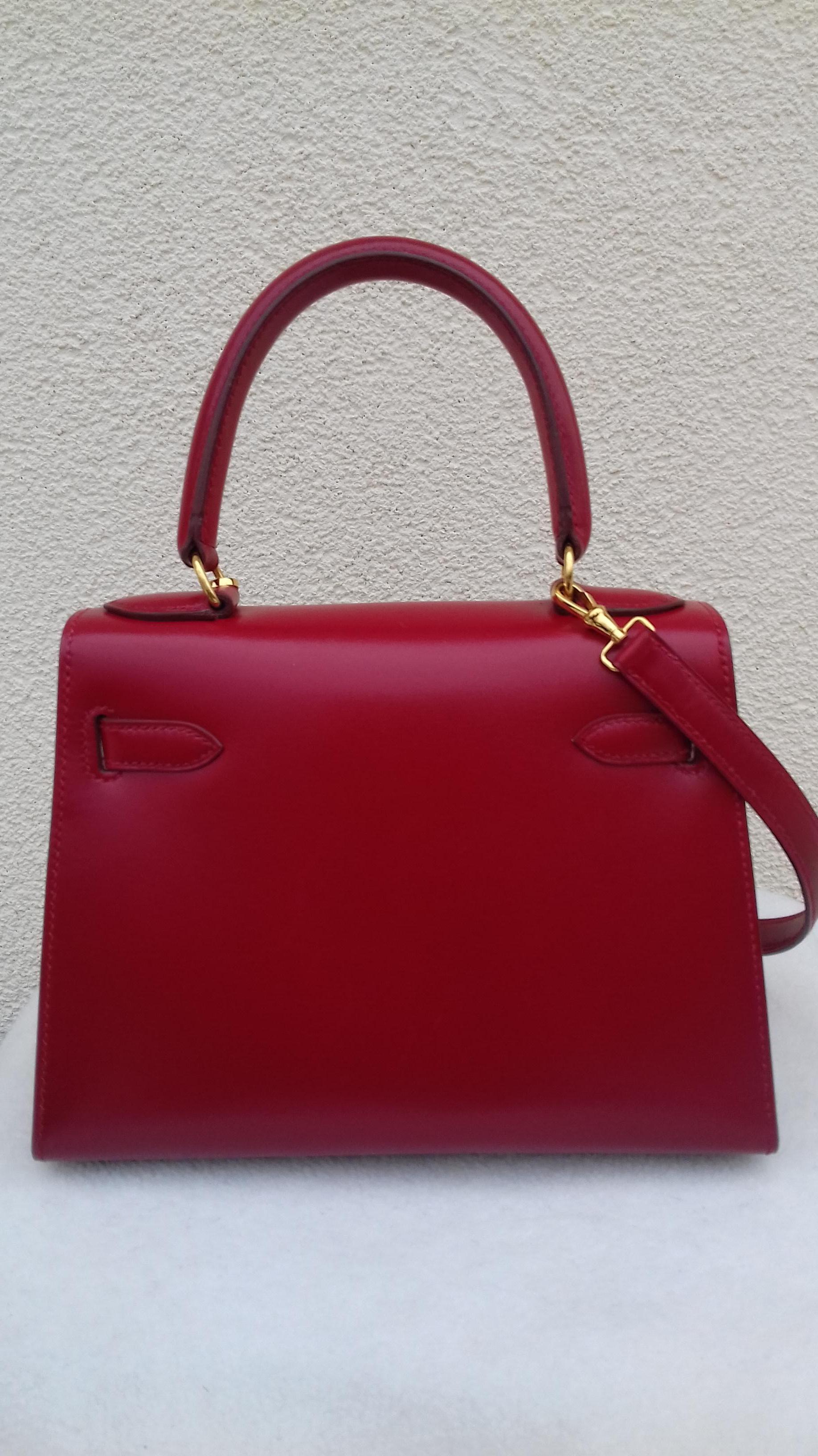 Women's Hermès Vintage Mini Kelly Sellier Bag Red Box Leather Ghw 20 cm