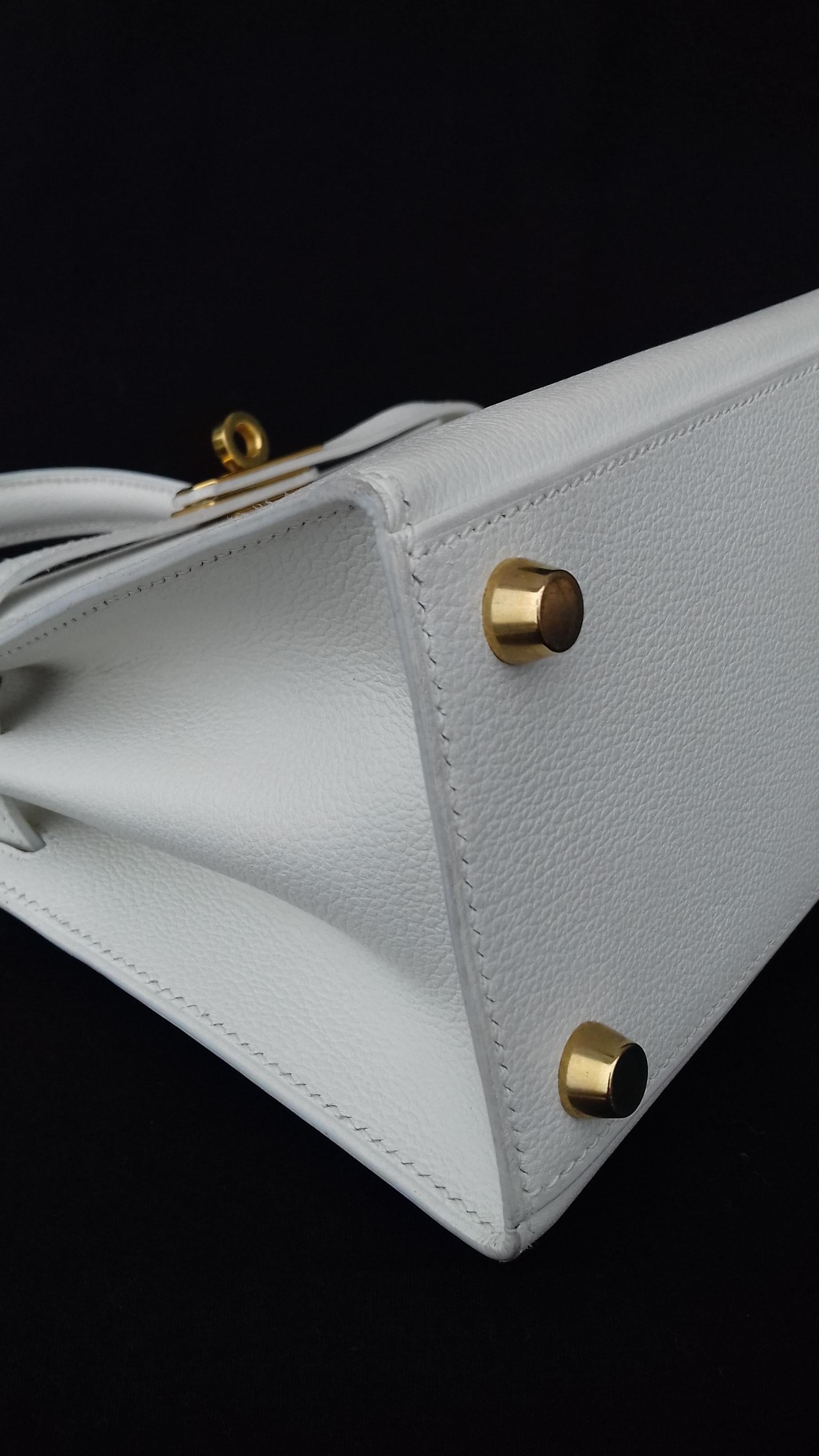 Hermès Vintage Mini Kelly Sellier White Leather Ghw 3 ways 20 cm 4