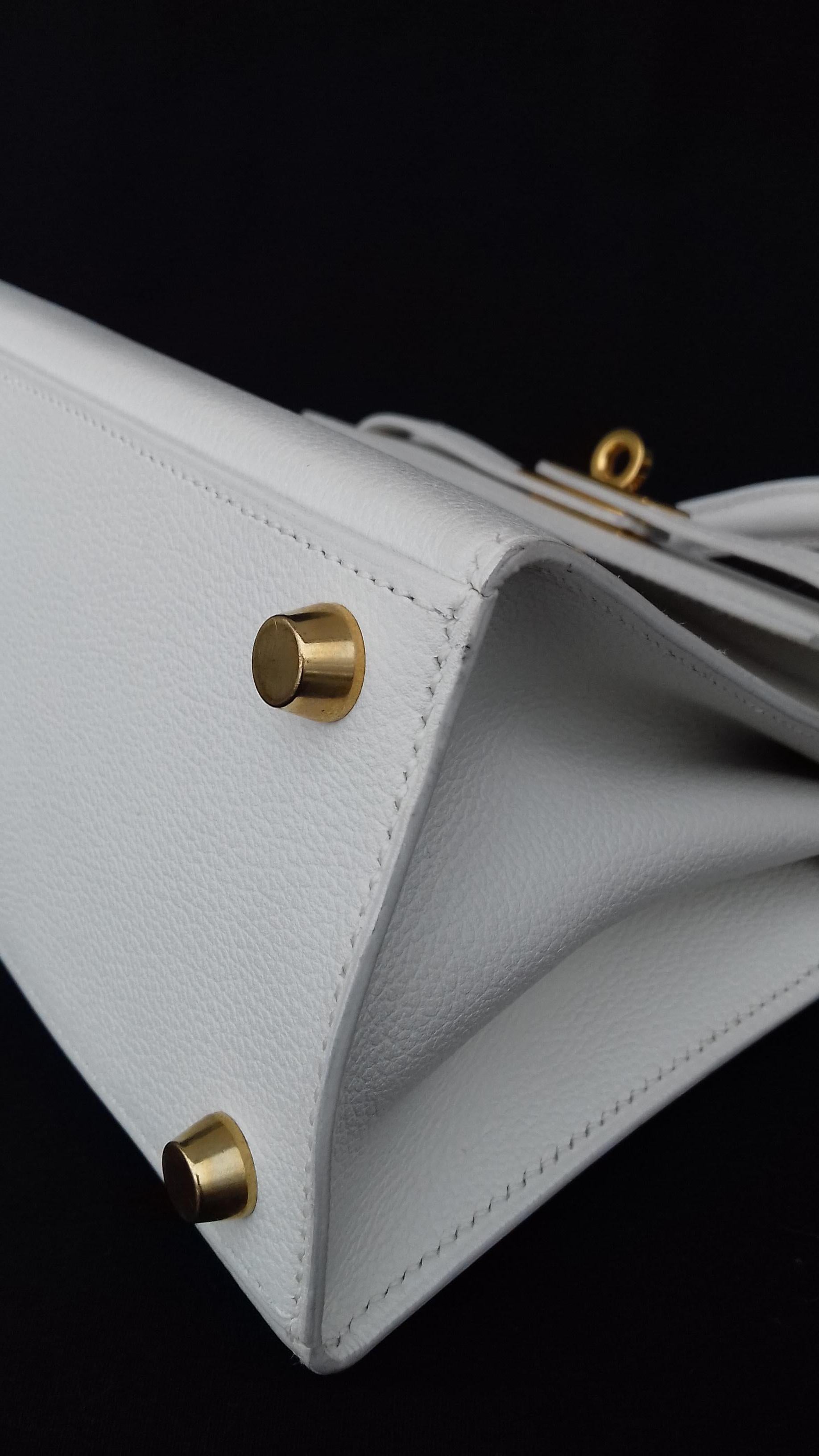 Hermès Vintage Mini Kelly Sellier White Leather Ghw 3 ways 20 cm 5