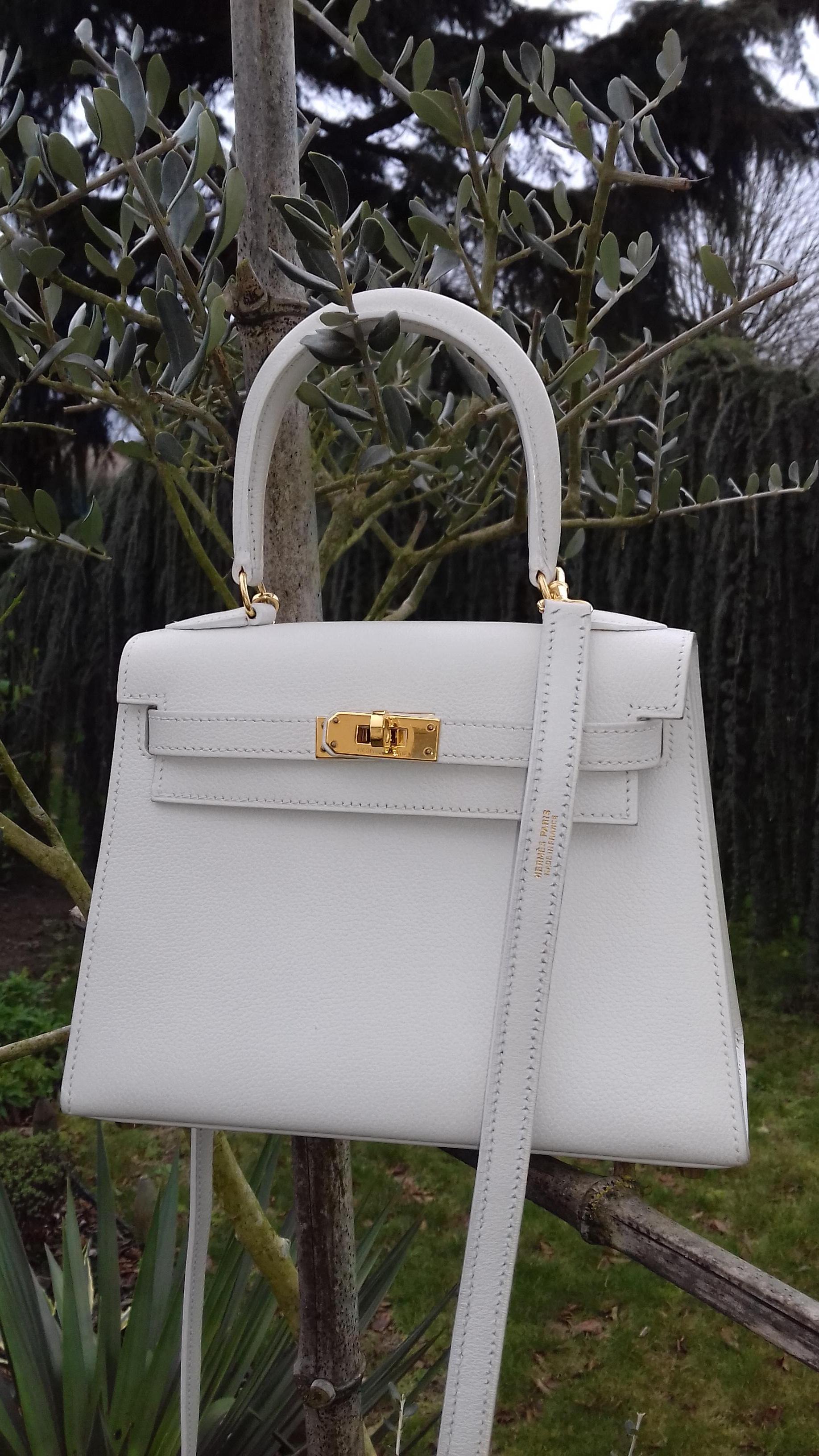 Hermès Vintage Mini Kelly Sellier White Leather Ghw 3 ways 20 cm 8
