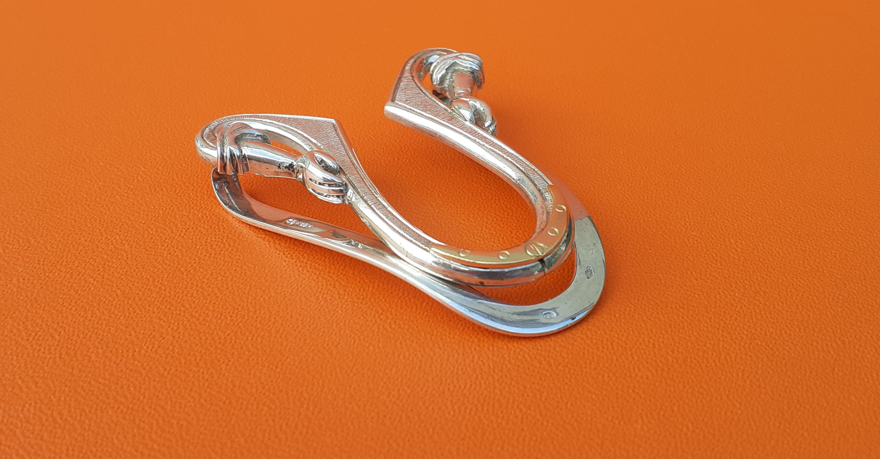 Women's or Men's Hermès Vintage Money Clip Horseshoe and Hands Shaped in Silver