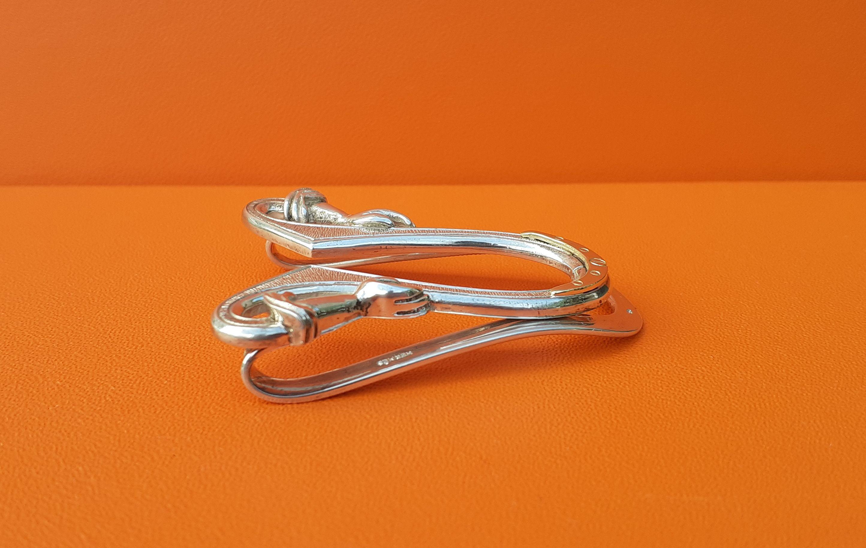 Hermès Vintage Money Clip Horseshoe and Hands Shaped in Silver 3