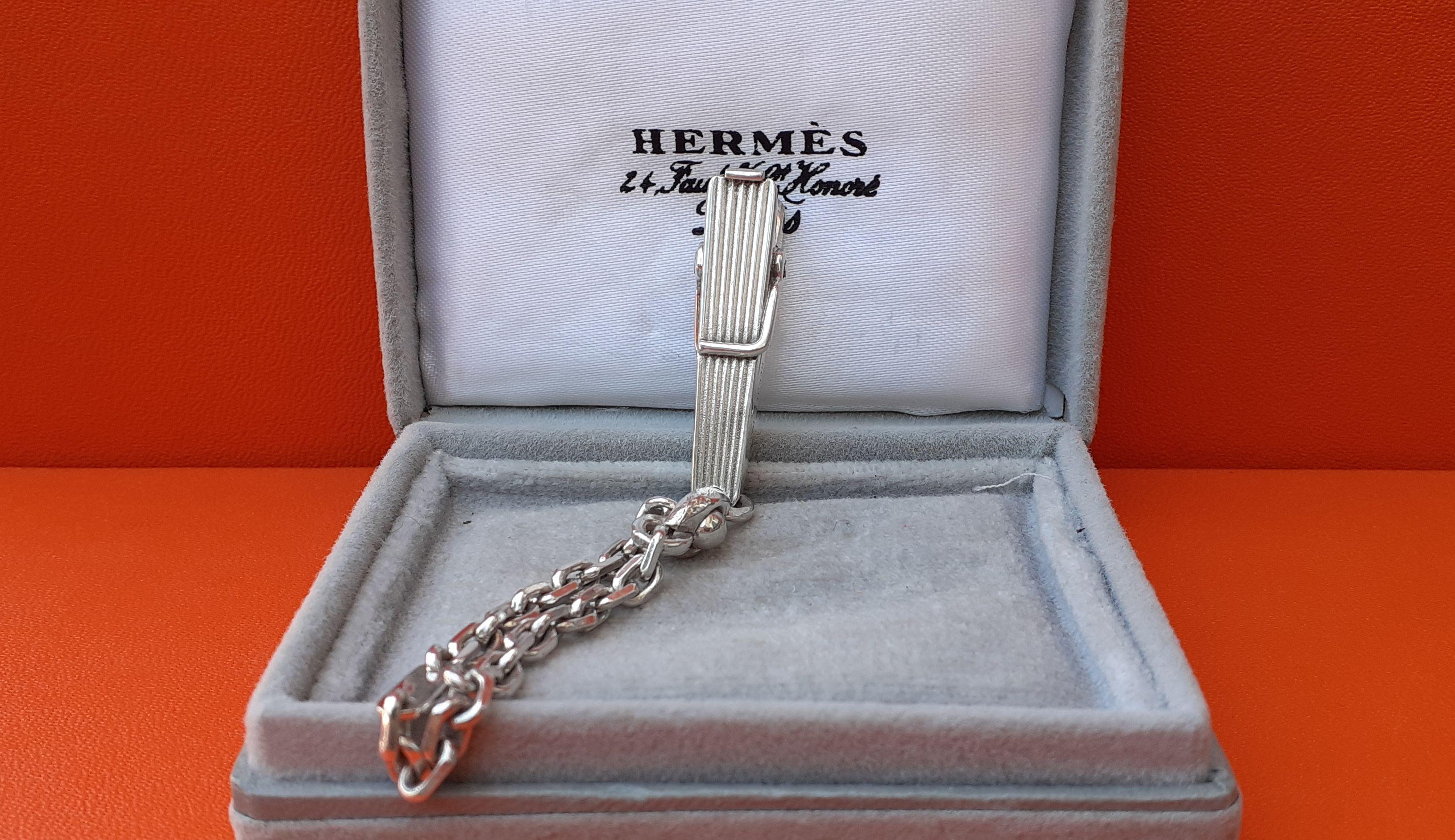 Hermès Vintage Money Clip Keychain Clothespin Shape in Silver RARE 4