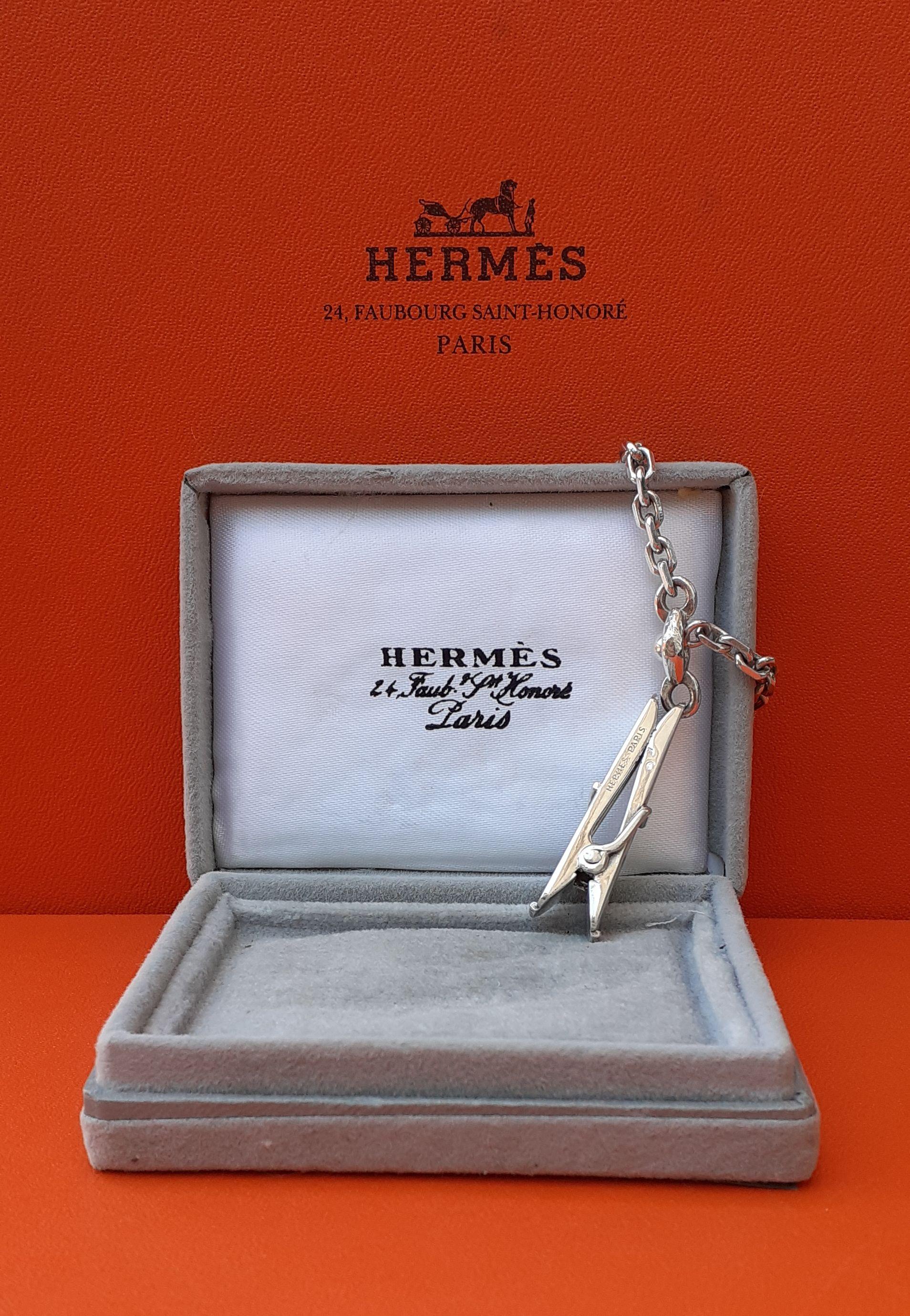 Hermès Vintage Money Clip Keychain Clothespin Shape in Silver RARE 2