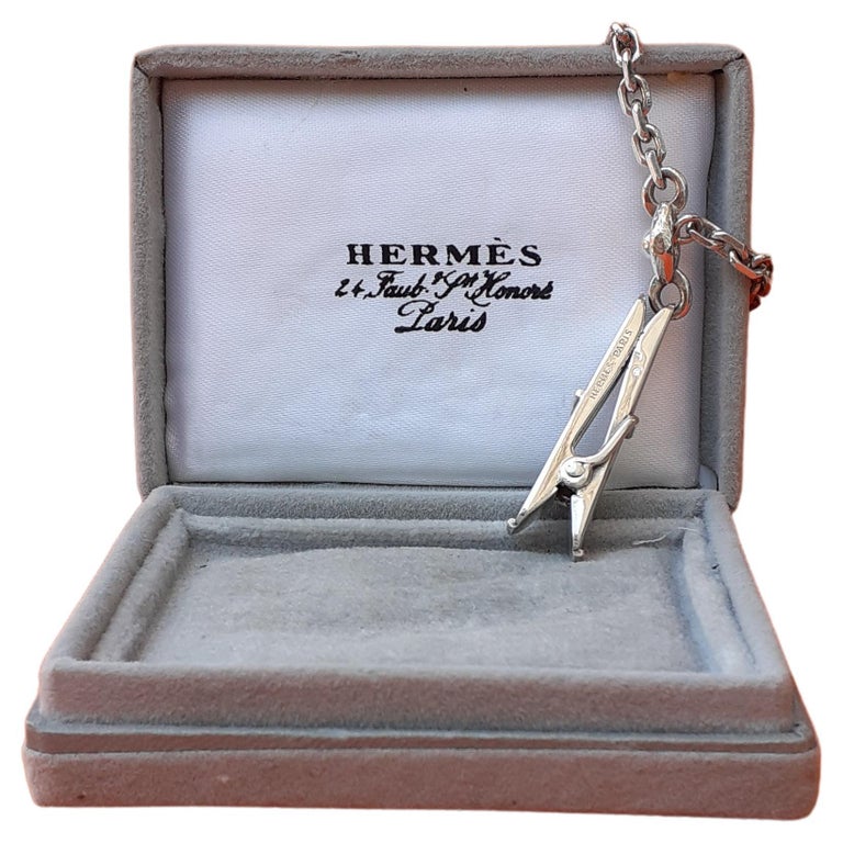 Hermès Vintage Money Clip Keychain Clothespin Shape in Silver RARE at  1stDibs