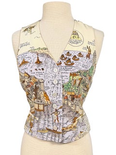 Hermes Vintage Mont Saint Michel Printed Silk Vest Top