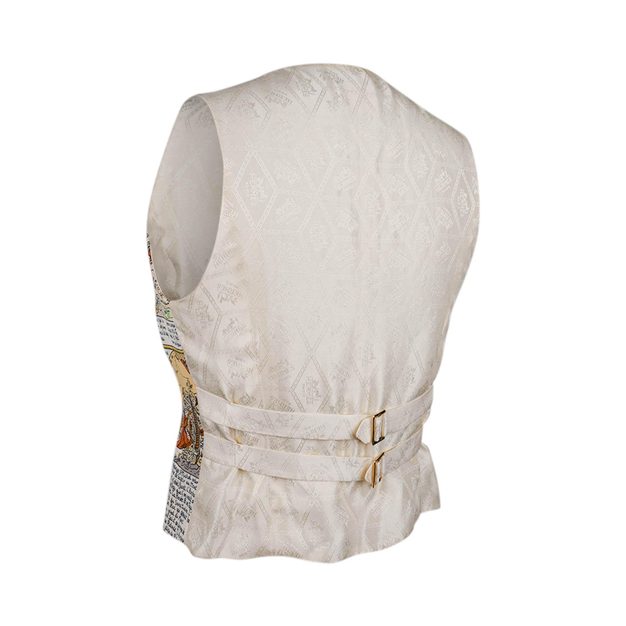 Women's Hermes Vintage Mont Saint Michel Silk Vest 38 For Sale