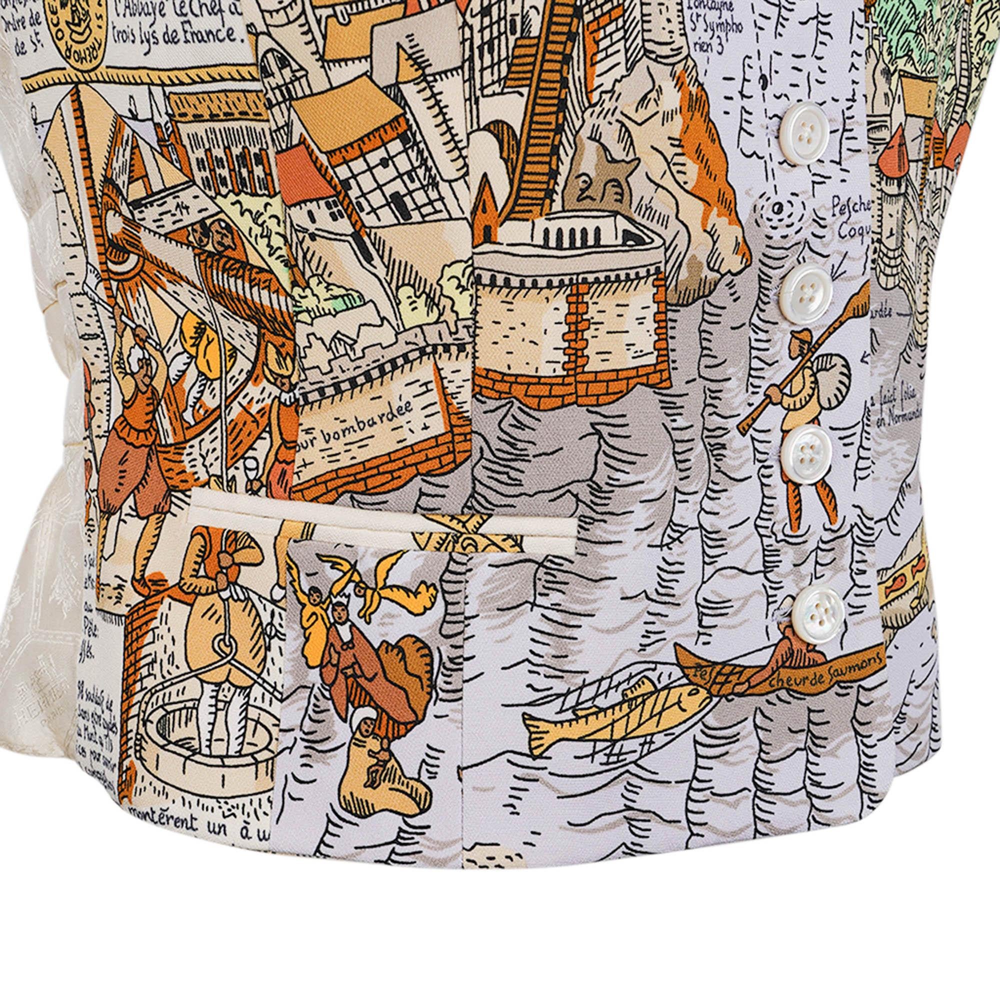 Hermes Vintage Mont Saint Michel Silk Vest 38 For Sale 1