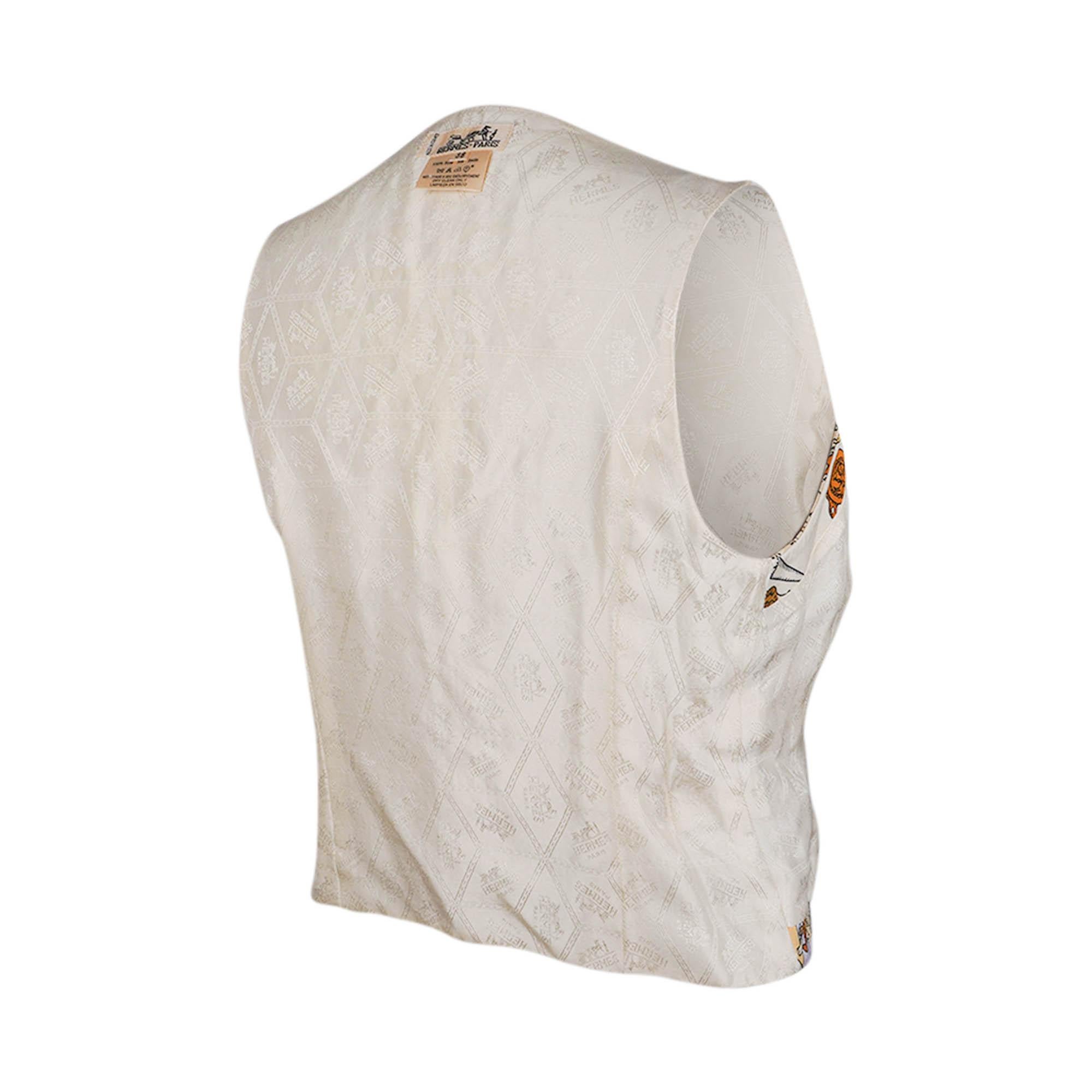 Hermes Vintage Mont Saint Michel Silk Vest 38 For Sale 4