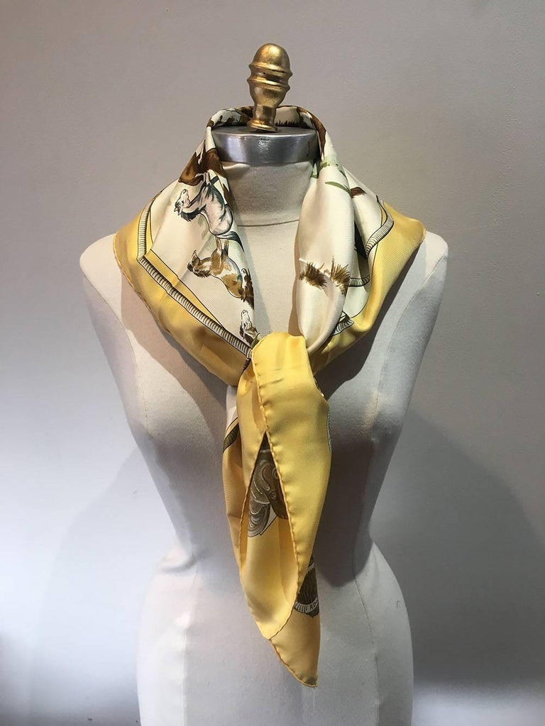 Hermes Vintage Mustangs Silk Scarf in Yellow, circa 1993 For Sale at ...