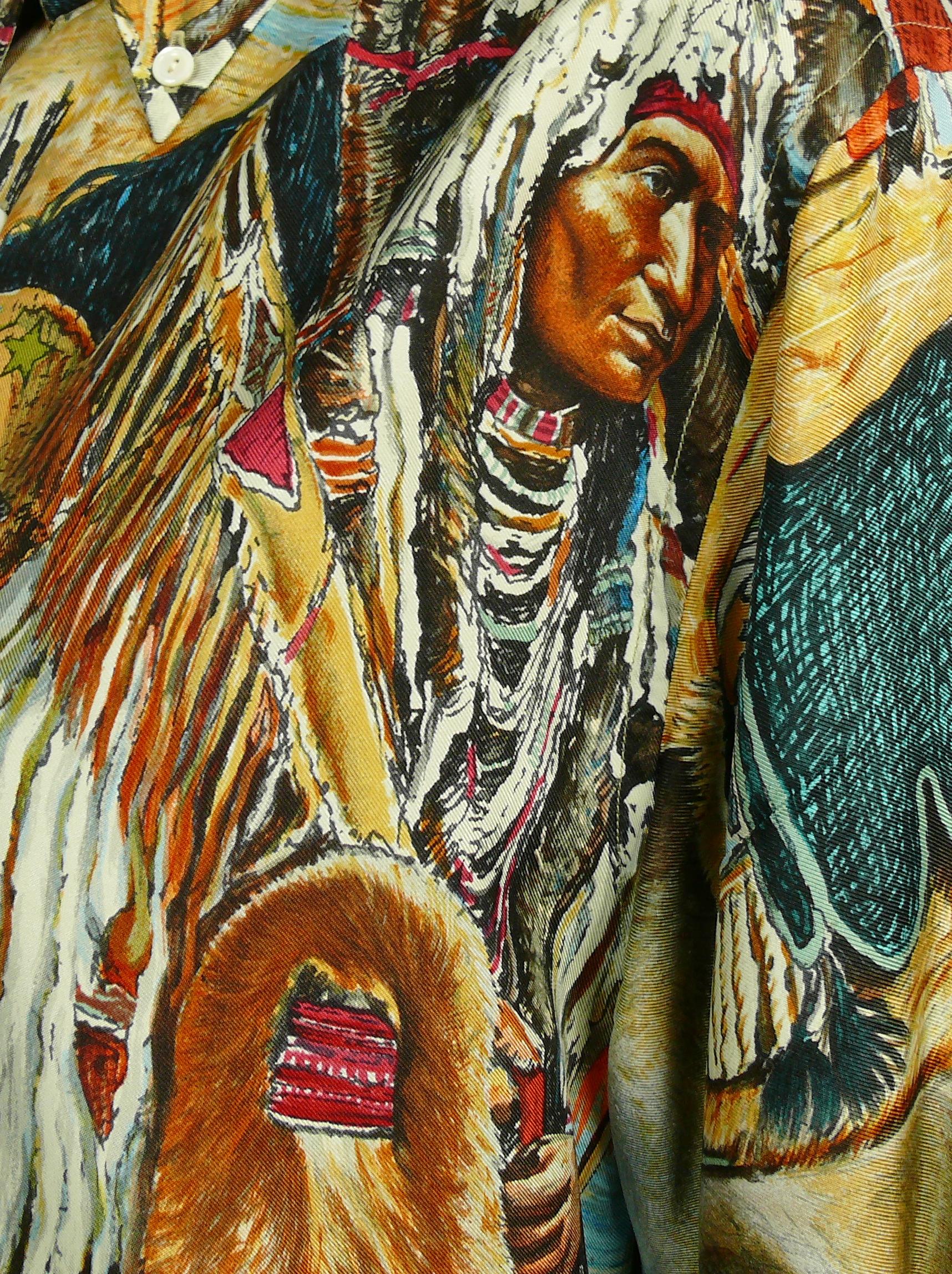Hermes Vintage Native American Indian Shirt by Kermit Oliver For Sale 2
