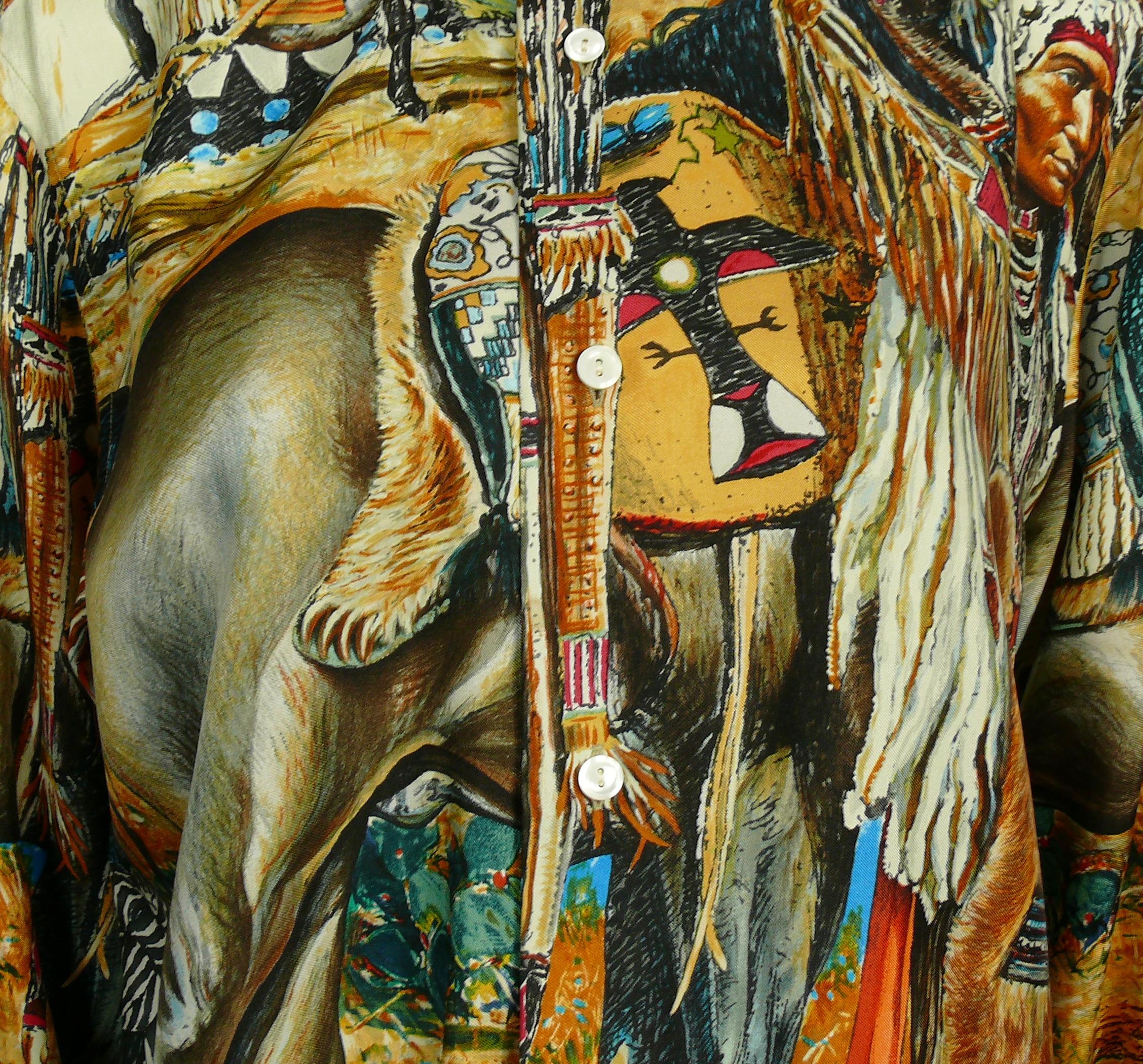 Hermes Vintage Native American Indian Shirt by Kermit Oliver en vente 2