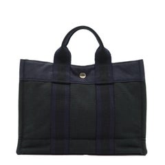 Hermes Vintage Navy Blue and Black Fourre Tout PM Handbag