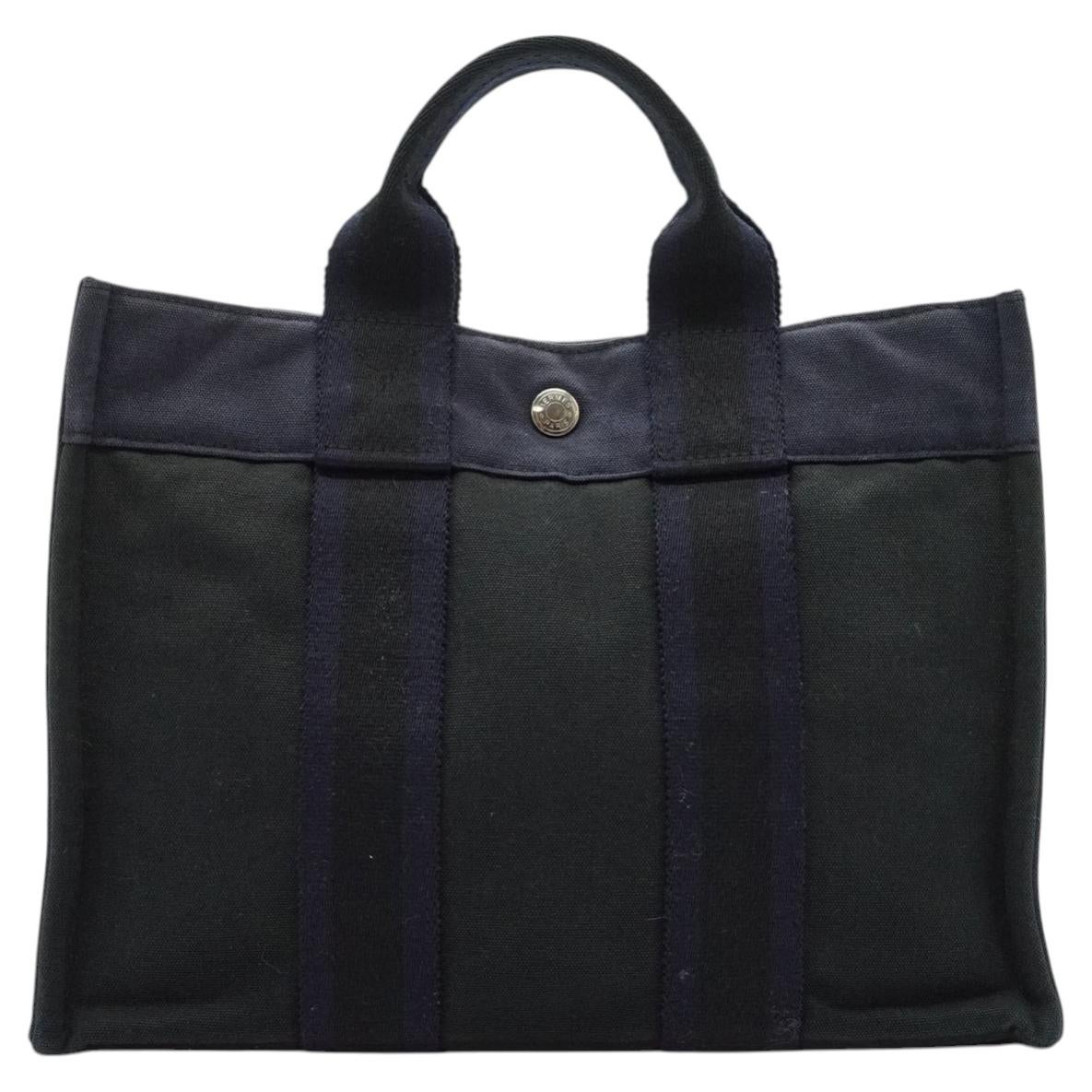 Hermes Vintage Navy Blue and Black Fourre Tout PM Handbag