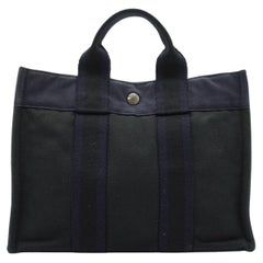 Hermes Vintage Navy Blue and Black Fourre Tout PM Handbag