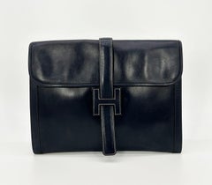 Hermes Vintage Navy Box Kalb Jige Clutch