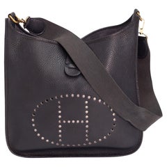 Hermès Vintage Navy Leather Evelyne PM Shoulder Bag