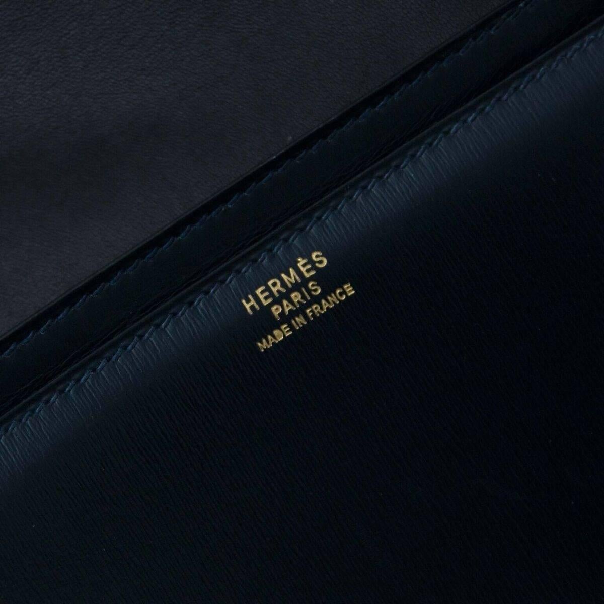 Black Hermes Vintage Navy Shoulder Bag