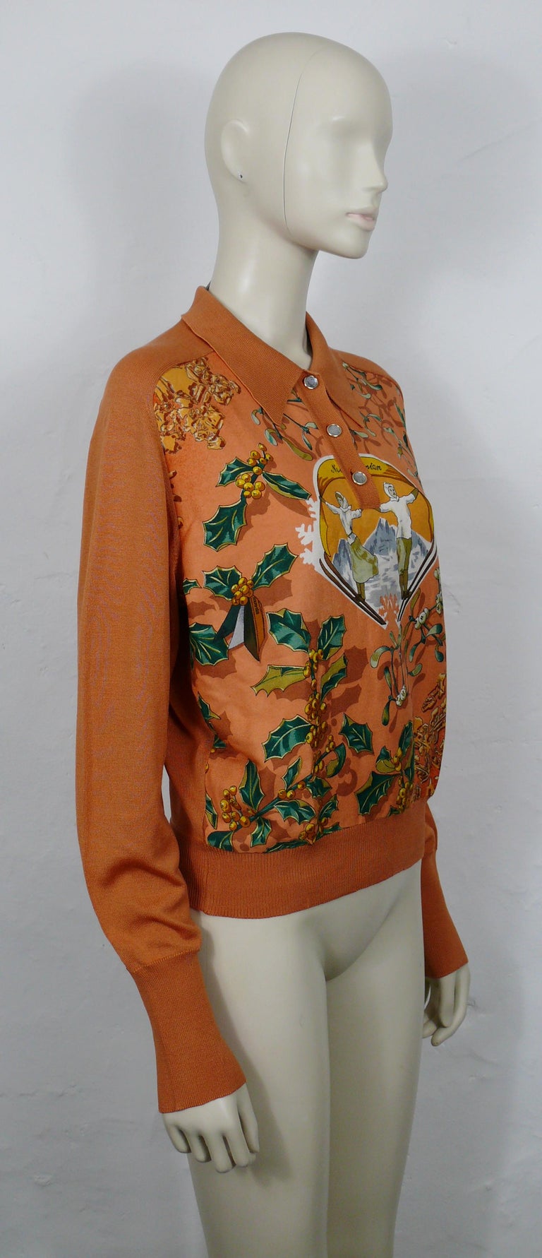 HERMES Vintage Neige d'Antan Silk and Cashmere Sweater For Sale at